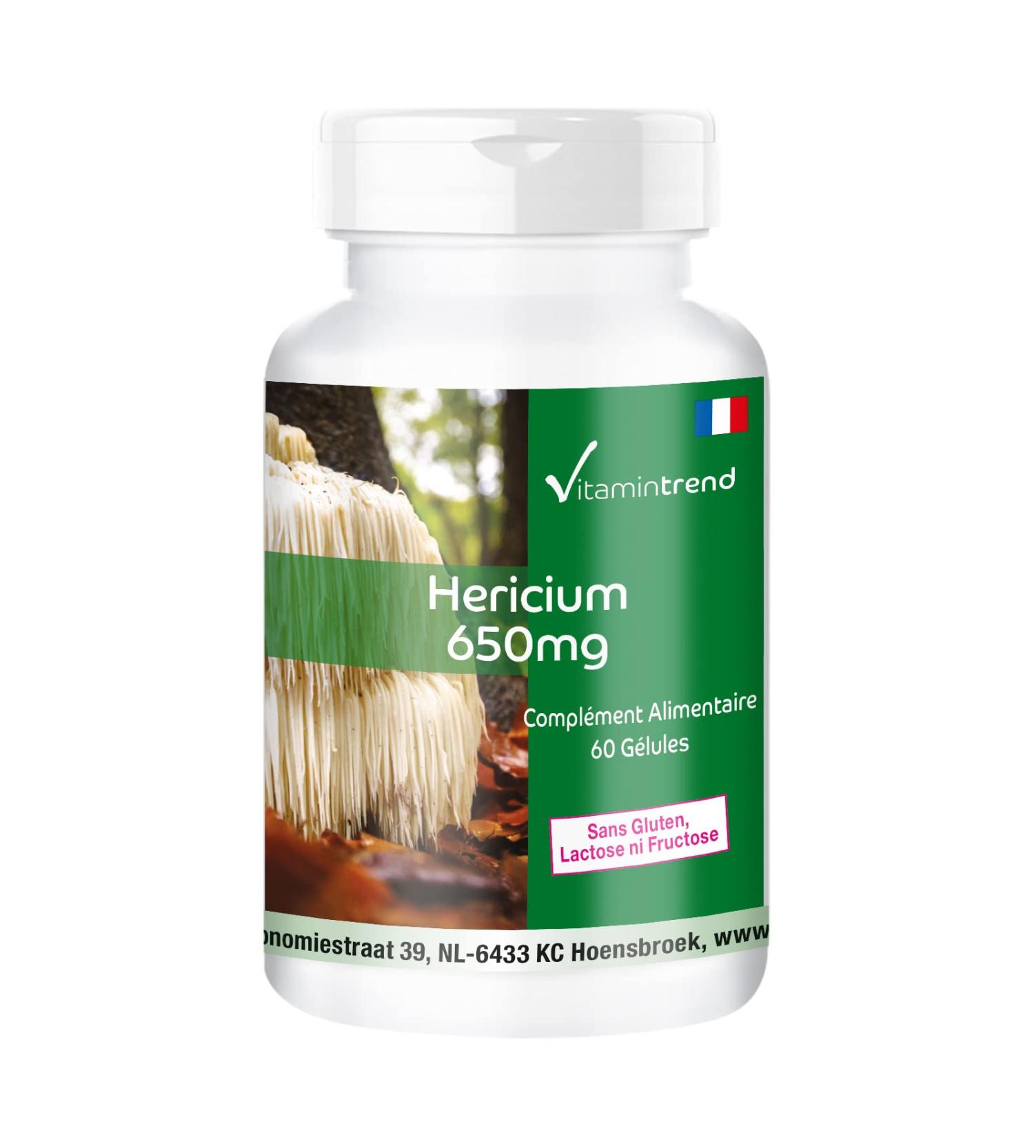 Hericium Powder 650 mg - 60 Capsules Functional Vital Fungus Adaptogen Highly Dosed Vegan | Vitamintrend  - Buy Online on GoSupps.com