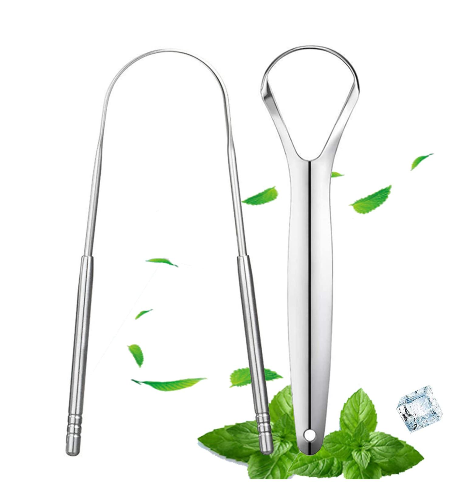 SHUBEIUMI Stainless Steel Tongue Scraper Set - 2Pcs | Metal Tongue Cleaner for Adults | U Shape, Reusable Cleaning Kit for Fresh Breath - Buy Online on GoSupps.com