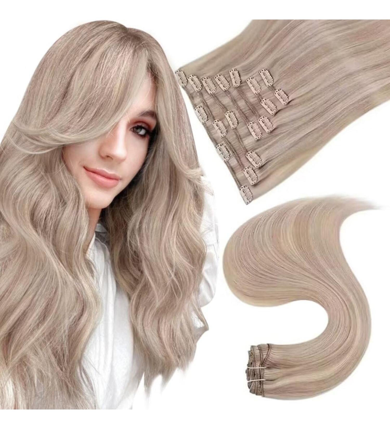 Easyouth Highlight Blonde Clip in Extensions Real Hair 20 Inch 120g Double Weft Human Hair #18P613 - Buy Online on GoSupps.com