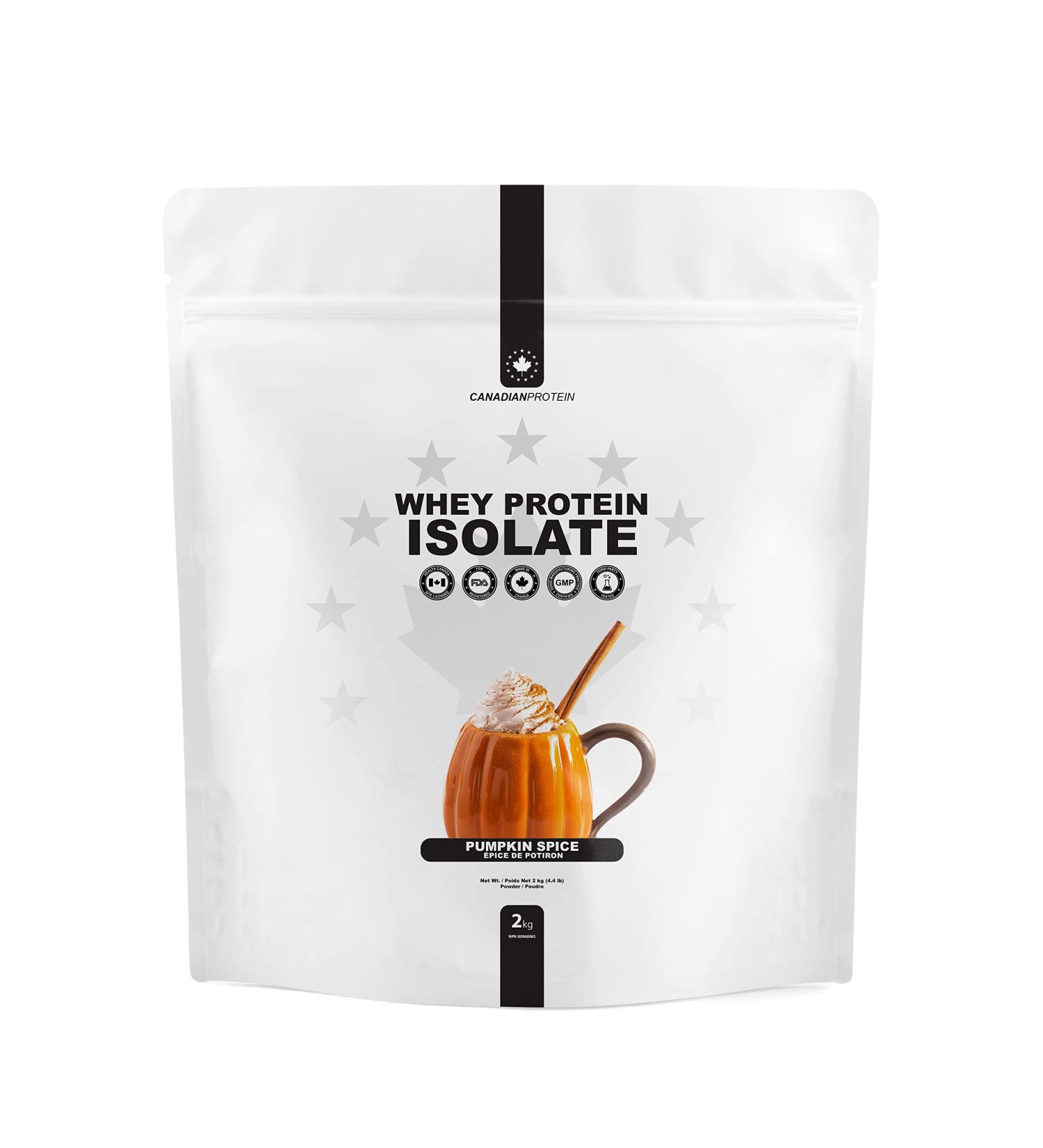 Canadian Protein 100% Whey Isolate 27g of Protein | 6 kg of Pumpkin Spice Flavoured Low Carb Keto Friendly Workout Recovery Drink | Protein Powder Rich in BCAA Amino Acids - Buy Online on GoSupps.com