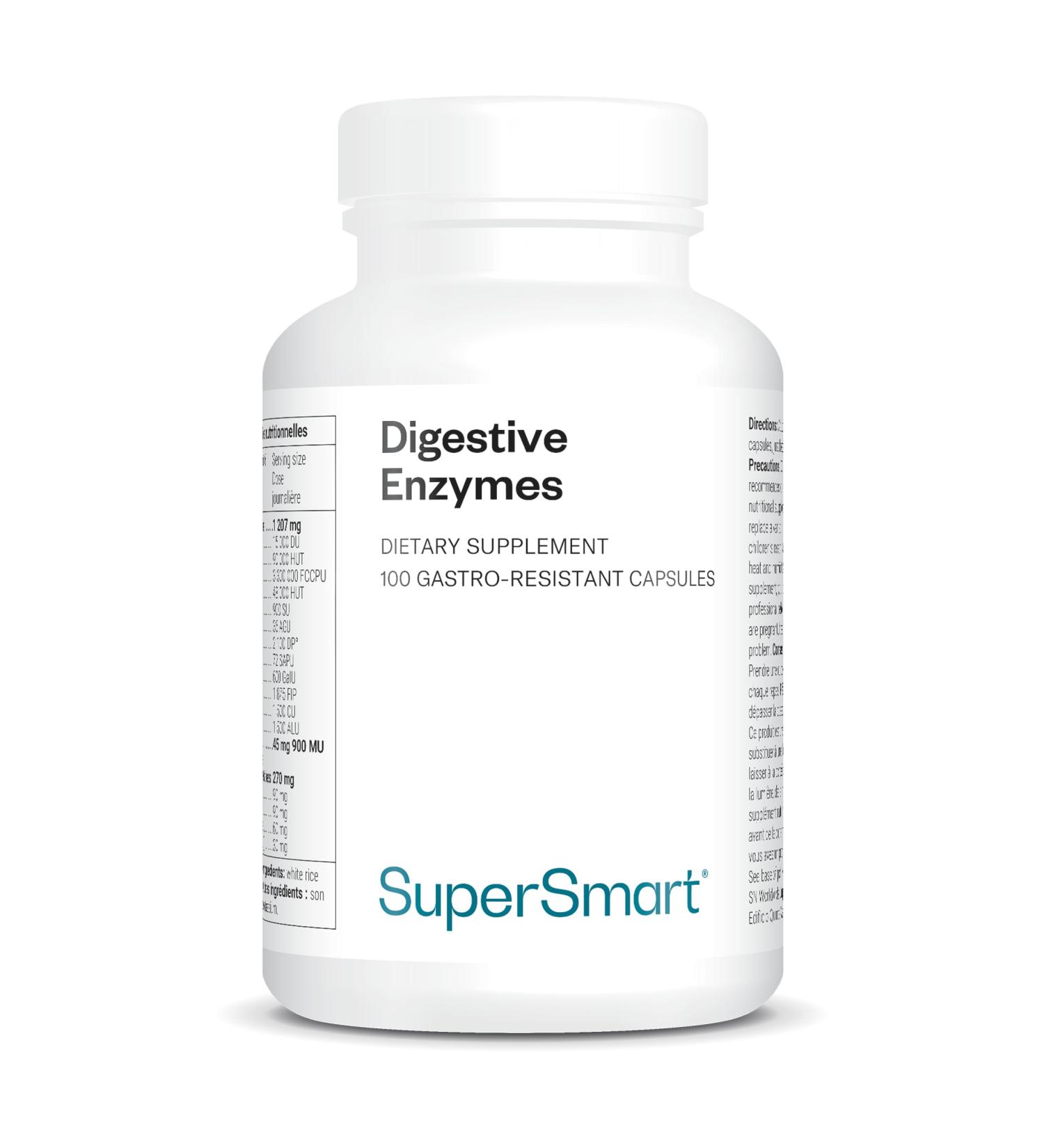 Enzymes Digestives - Enzymes & Fenugrec - 15 enzymes digestives - Id al contre les ballonnements et flatulences - Am liore la digestion du lactose - Vegan - 100 DrCaps - Supersmart - Buy Online on GoSupps.com