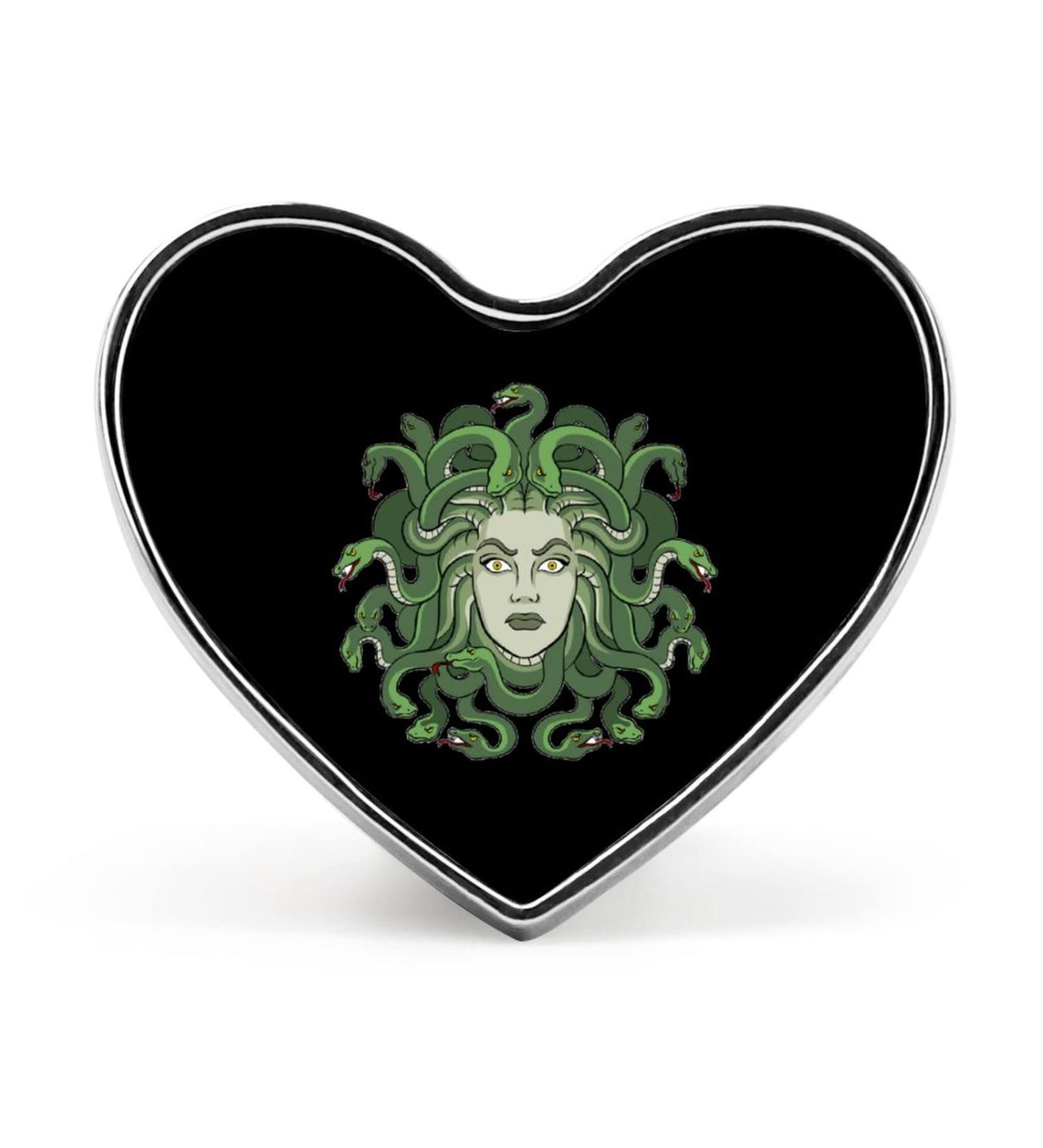Medusa Heart Brooch - Greek Myth Fashion Lapel Pin for Men and Women - Buy Online on GoSupps.com