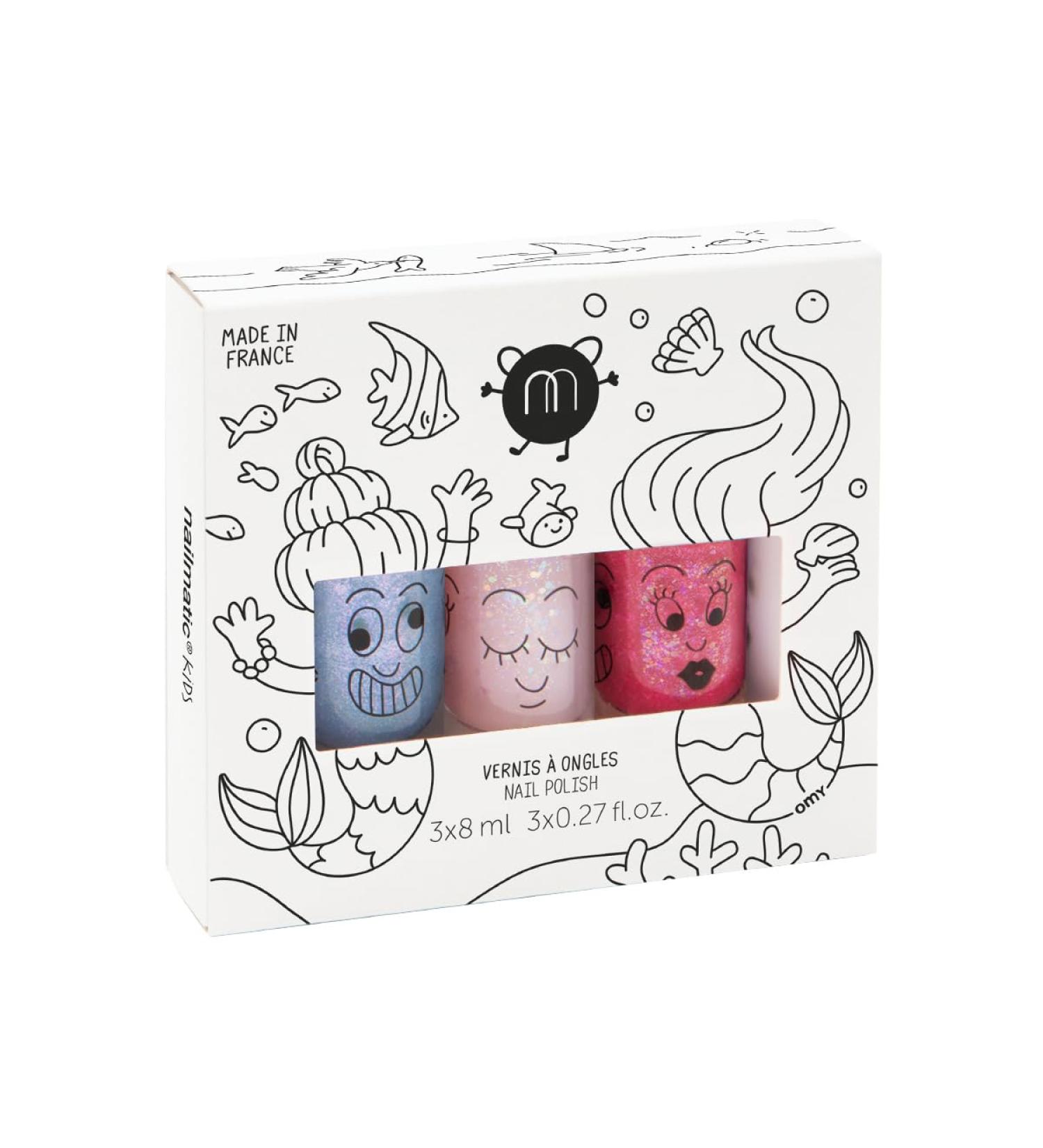 Nailmatic Kids Mermaid Nail Polish Set | Non-Toxic Glitter & Blue Lacquer for Children | 3 Years & Up | Safe Manicure for Girls - Buy Online on GoSupps.com