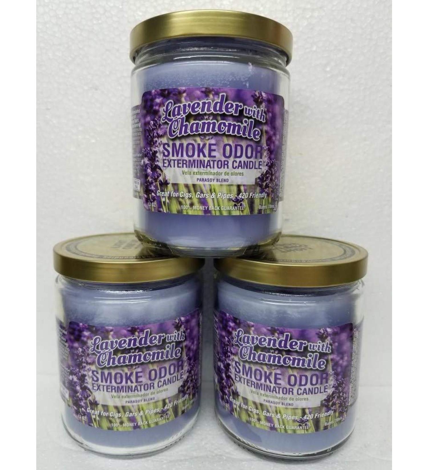 Smoke Odor Exterminator Lavender Chamomile Candles - 13 oz Set of 3 | International Shipping Available - Buy Online on GoSupps.com