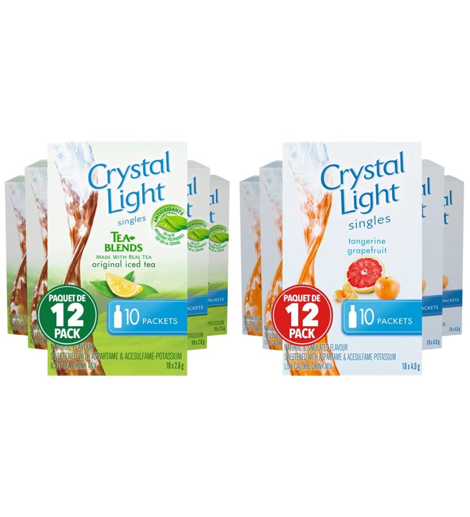 Crystal Light Iced Tea Singles 26g (12 Boxes of 10 Packets) & Tangerine Grapefruit Singles 40g (12 Boxes of 10 Packets) - Buy Online on GoSupps.com