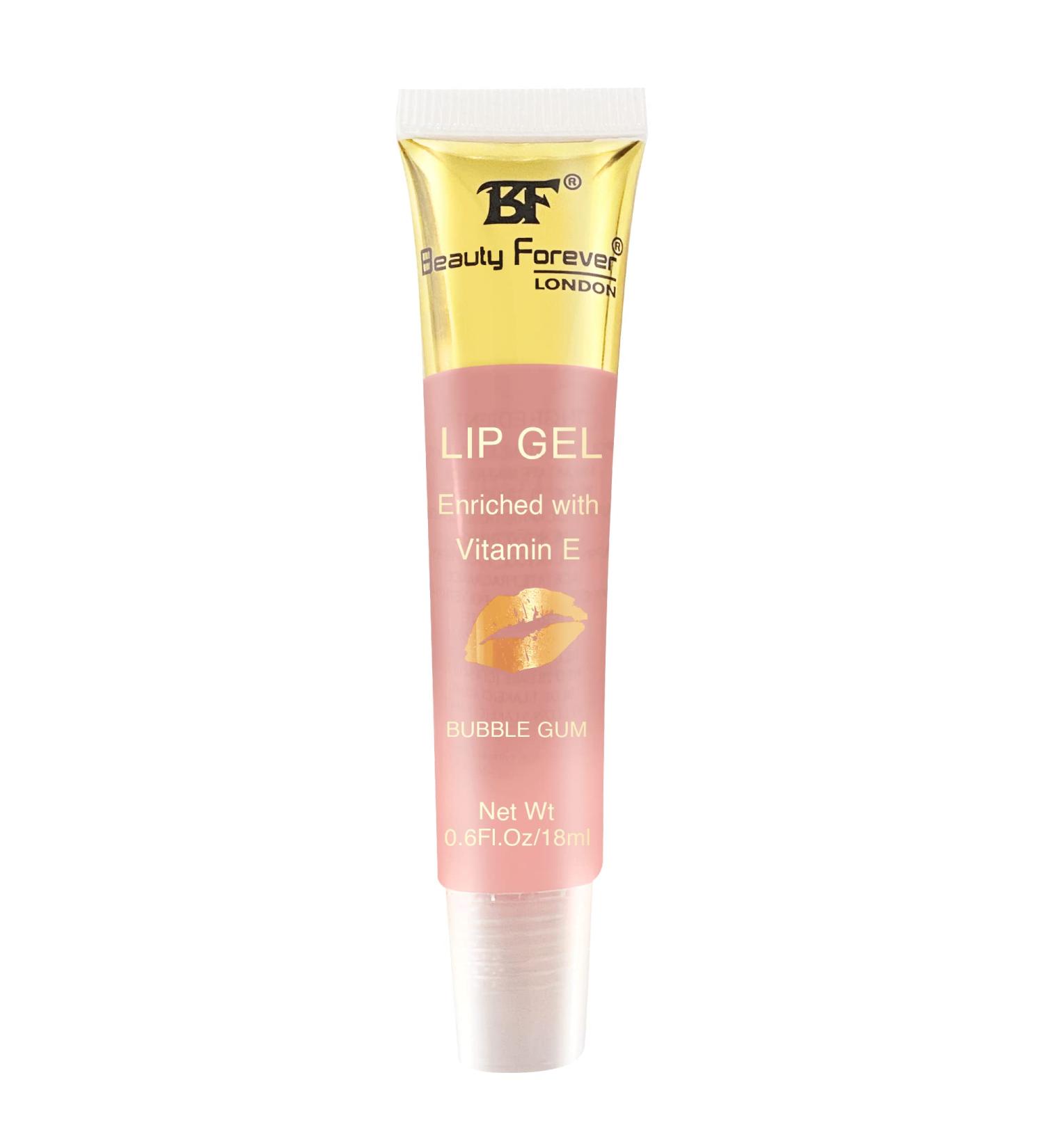 Beauty Forever Clear Moisturizing Lip Gel Tube Enriched with Vitamin E Lightweight Plain & Glitter Finish Shimmer Infused Available in 11 Flavours 18ml (Bubble Gum) - Buy Online on GoSupps.com