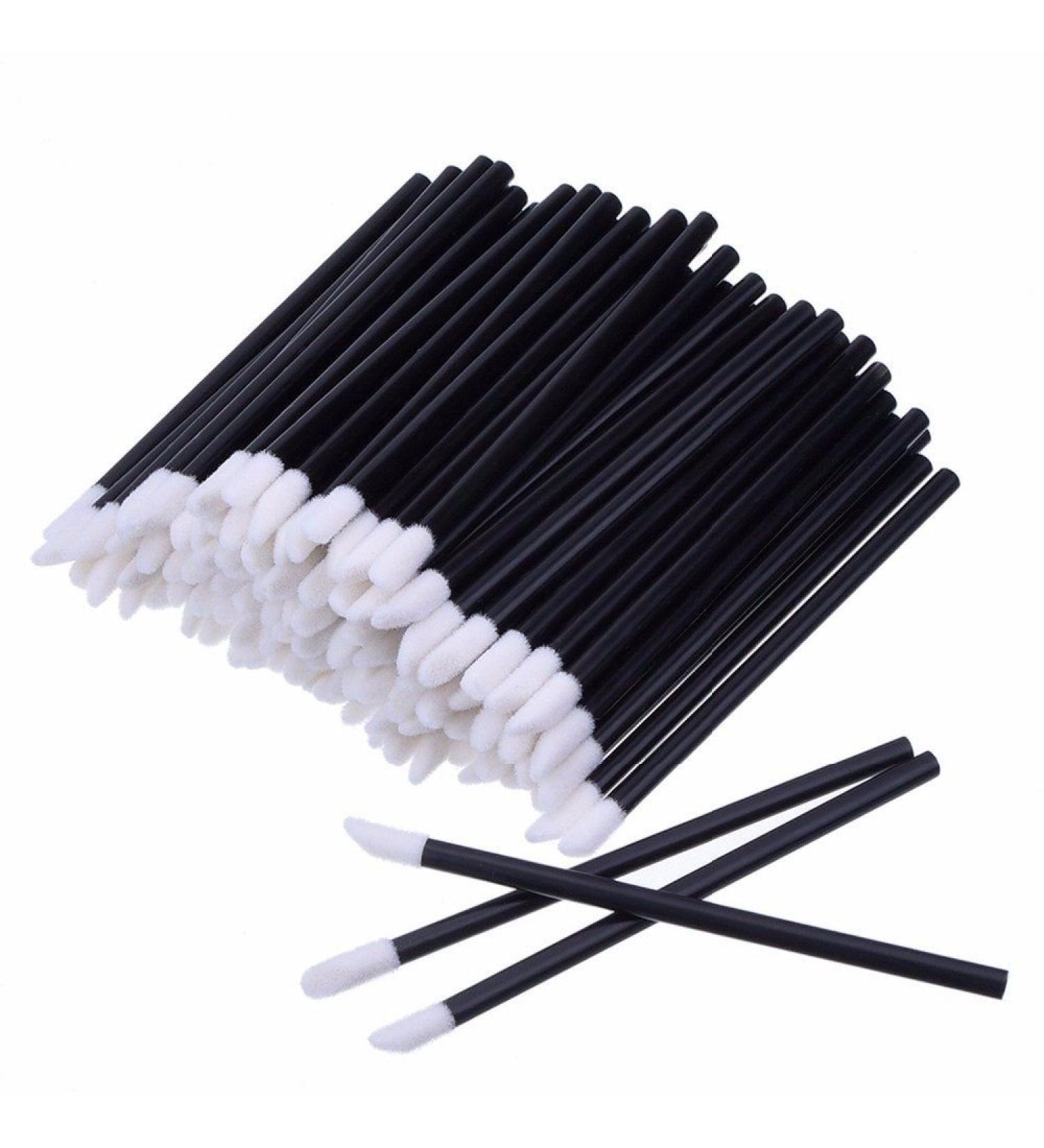 OKDEALS 100 Disposable Lip Brushes - Lipstick Gloss Wands Applicator Kits | Black Makeup Tools for Beauty Professionals - Buy Online on GoSupps.com