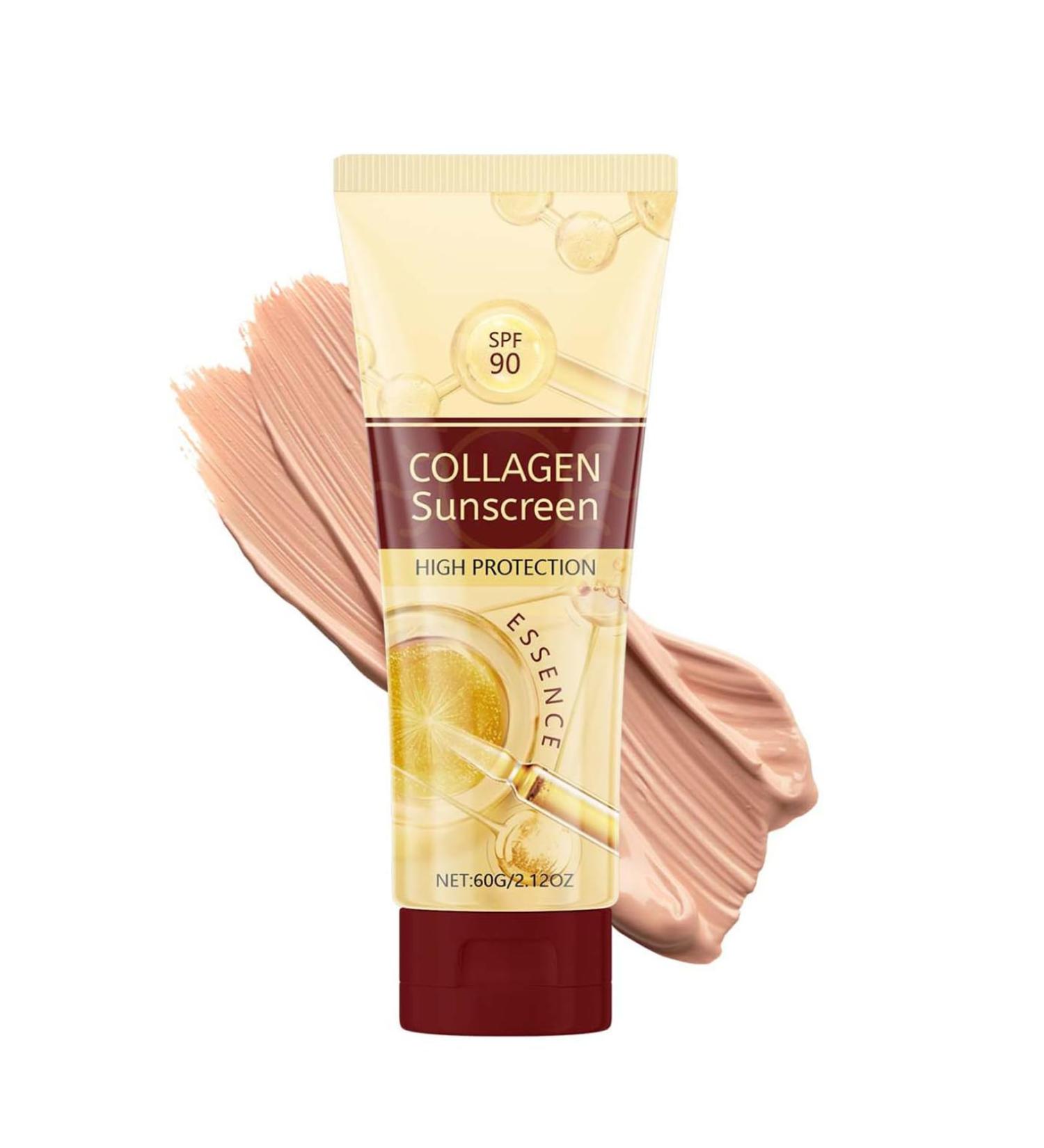 Sunscreen Protector With High Collagen Spf 90 Travel Size Sunscreen Creamy Texture With Color Moisturizing Brightening Sunscreen High Protection Insulation Sun Lotion (1) - Buy Online on GoSupps.com