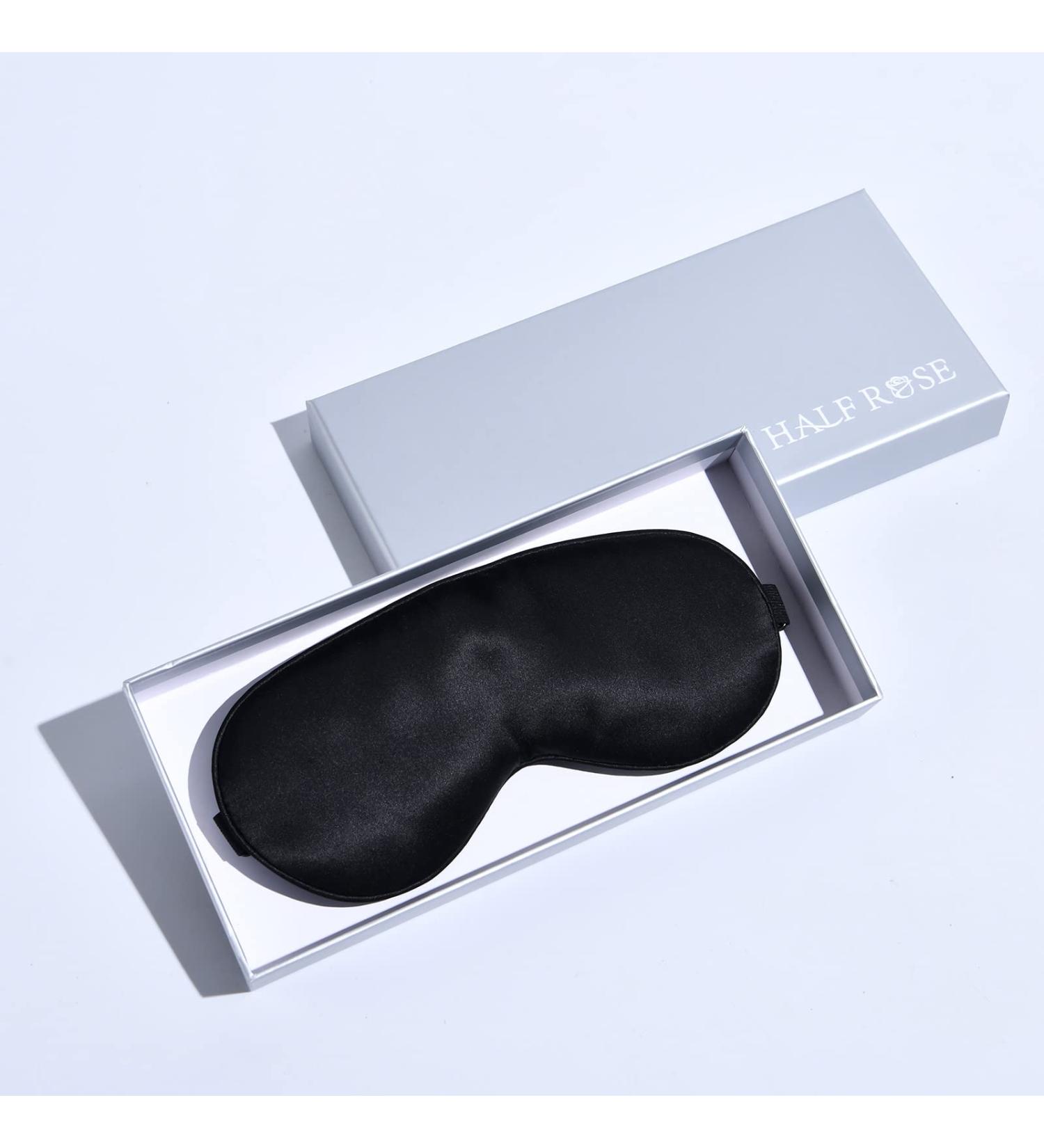 Half Rose 100% Mulberry Silk Sleep Mask - Adjustable Strap, Lightweight Eye Shade for Comfortable Sleep - Black - Buy Online on GoSupps.com