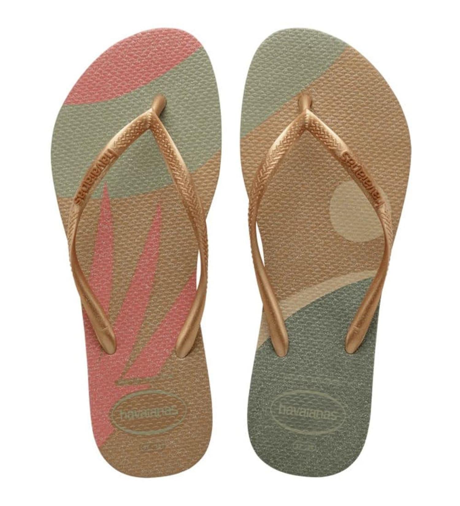 Havaianas Slim Palette Glow (Mini Me) flip flops girls 27/28 EU Sand Grey Golden