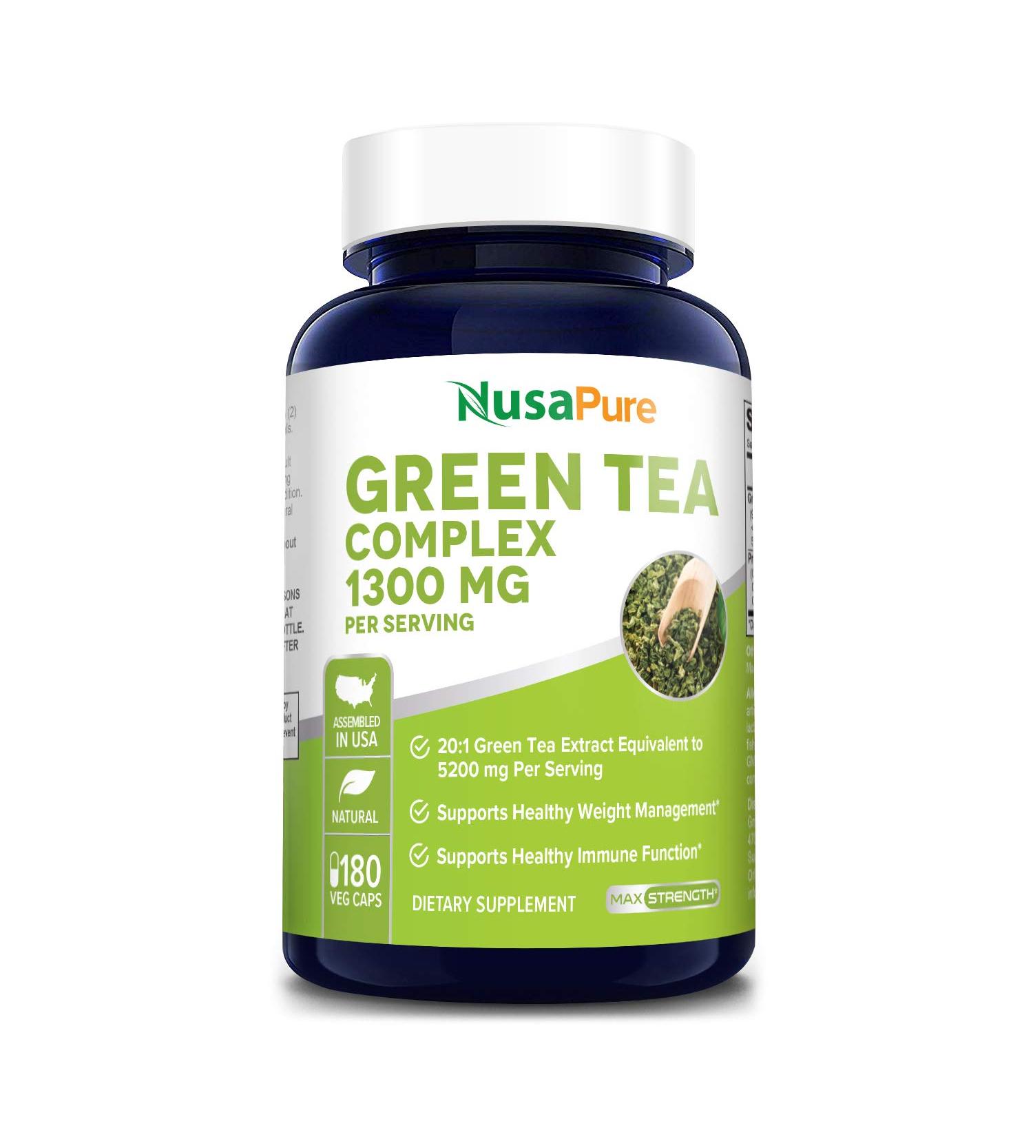 Green Tea Complex 1300mg 180 Veggie Caps - Non-GMO, Gluten-Free, with Green Coffee Bean, Raspberry Ketone, Garcinia - Boost Metabolism & Energy - Buy Online on GoSupps.com
