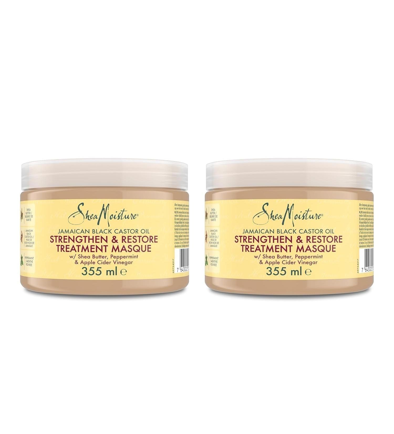 Unilever SheaMoisture Strengthen & Restore Treatement Mask for natural chemically treated or heatstyled hair Jamaican Black Castor Oil for extra strength and elasticity 2 x 355 ml - Buy Online on GoSupps.com