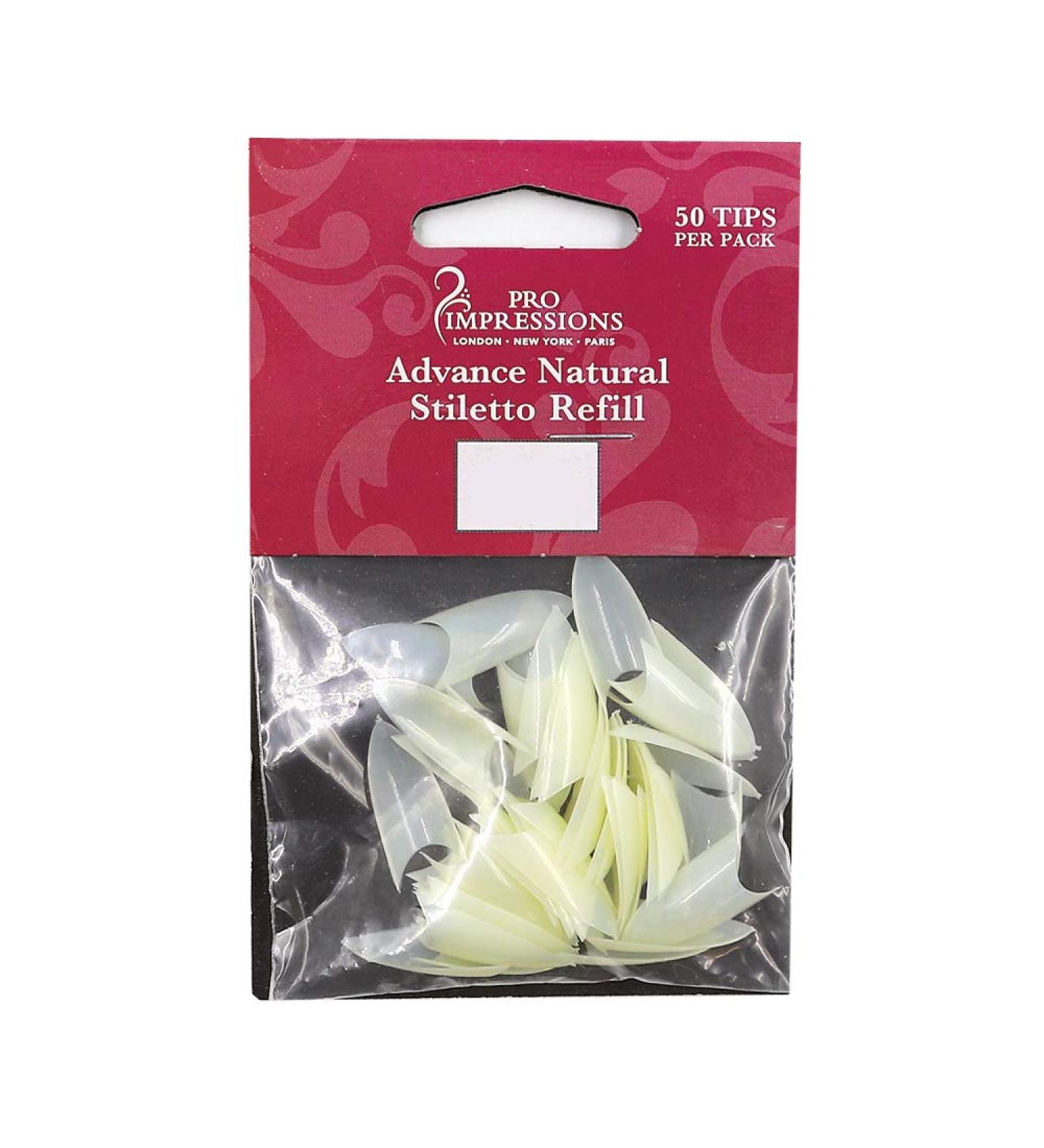 Pro Impressions Advance Natural Stiletto 50 Nail Tips Size 8