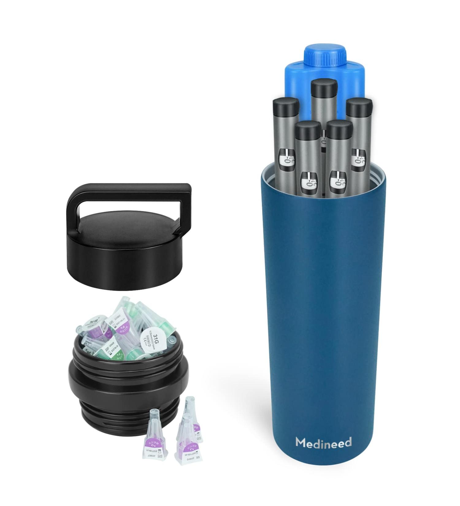 Medineed 60H Insulin Pen Cooler - Diabetic Travel Case with Biogel Ice Pack (Blue) - Buy Online on GoSupps.com