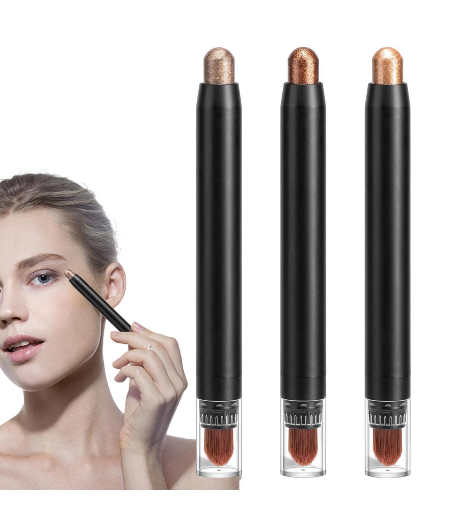 Cream Eye Shadow Stick | Highlighter Makeup Pencil | Cream Shadow Pencil with Brush Head for Waterproof Long Lasting Smoky Eye Makeup Rowces - Buy Online on GoSupps.com