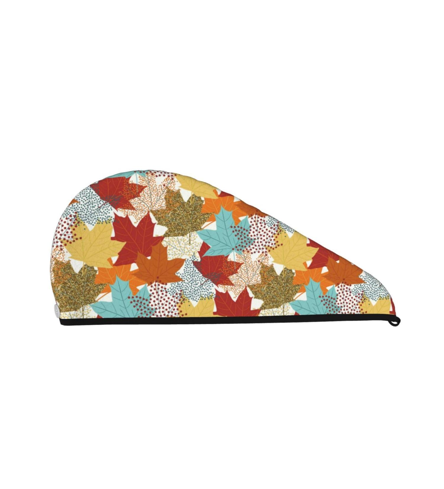 Fall Maple Leaves Microfiber Hair Towel - Ultra Absorbent Coral Velvet Wrap for Long Curly & Thick Hair - Quick Dry Hair Cap for Women - Buy Online on GoSupps.com