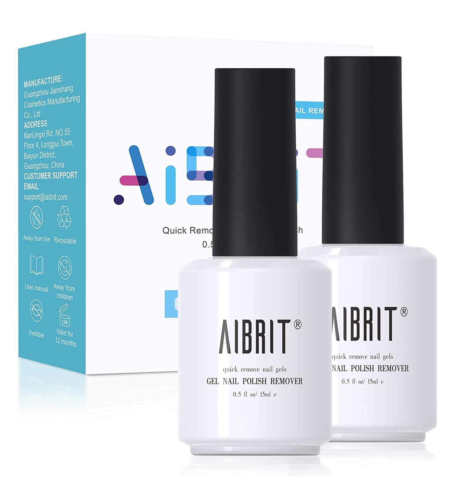 AIBRIT Gel Nail Polish Remover 2 Pack - 1oz/30ml Soak Off Gel & Nail Polish Remover - Buy Online on GoSupps.com
