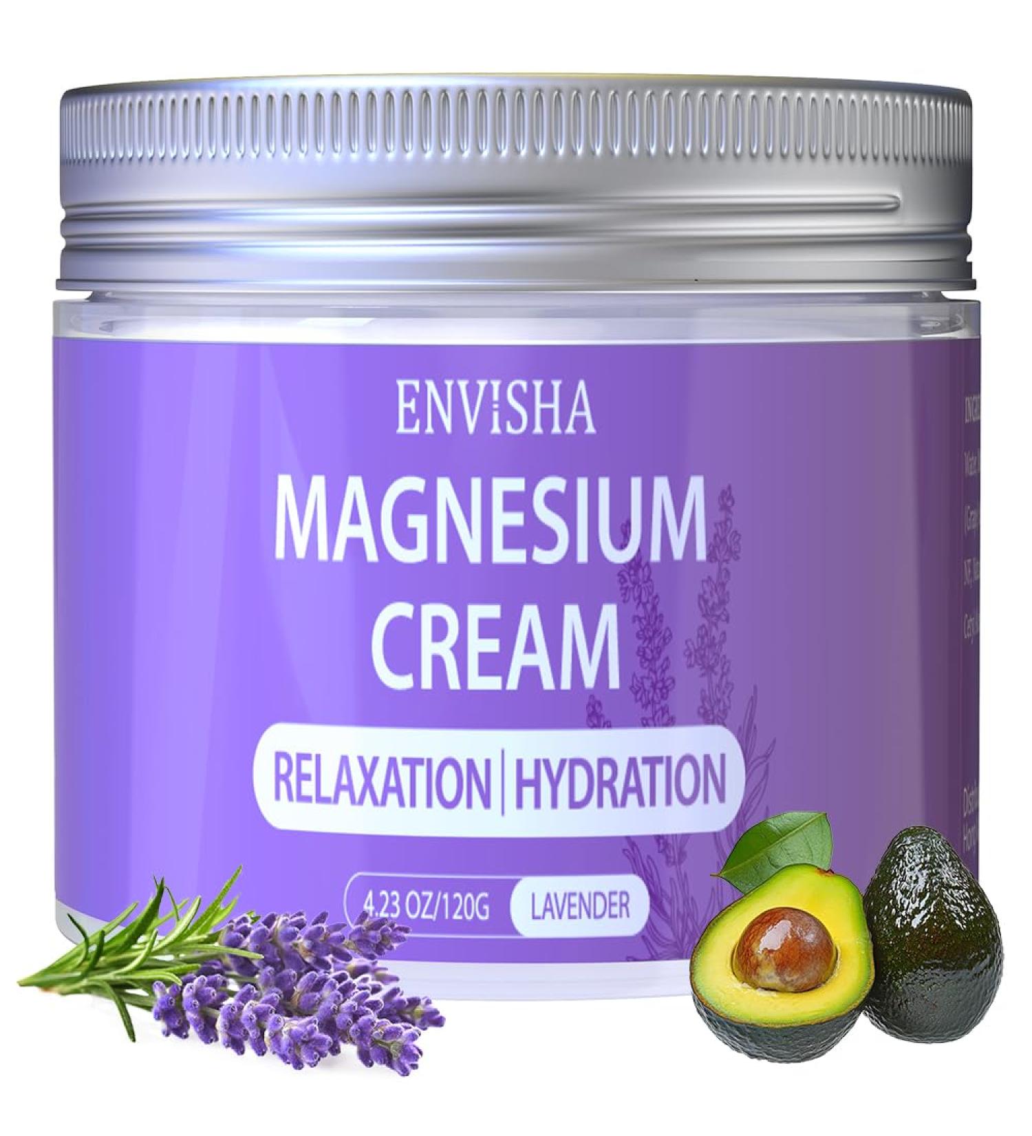 ENVISHA Magnesium Cream for Sleep - Nighttime Magnesium Lotion for Leg Cramps & Pain Muscle Relaxation Lavender Body Butter with Deep Hydration for Skin Care - Buy Online on GoSupps.com