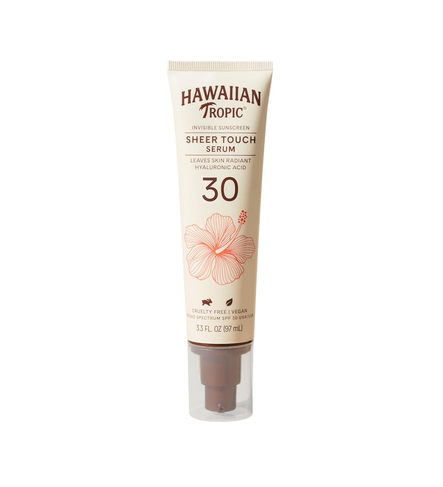 Hawaiian Tropic Sheer Touch Body Serum SPF 30 - Hydrating Hyaluronic Acid Sunscreen | Travel Size - 3.3 oz - Buy Online on GoSupps.com
