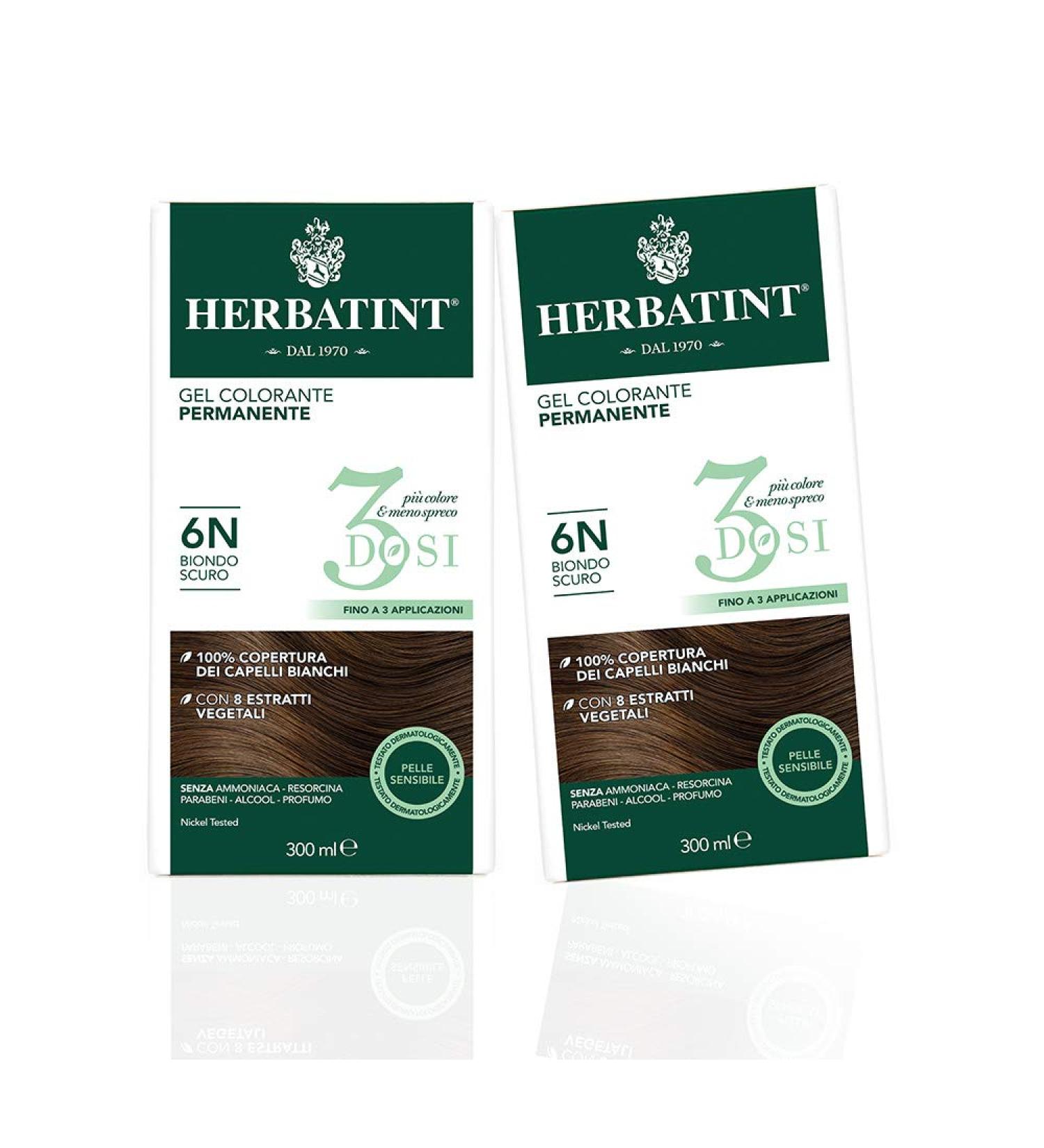 Herbatint Herbatint Permanent Colour Gel 3Doses 6N Dark Blonde - 2 Boxes (2 x 300 ml)
