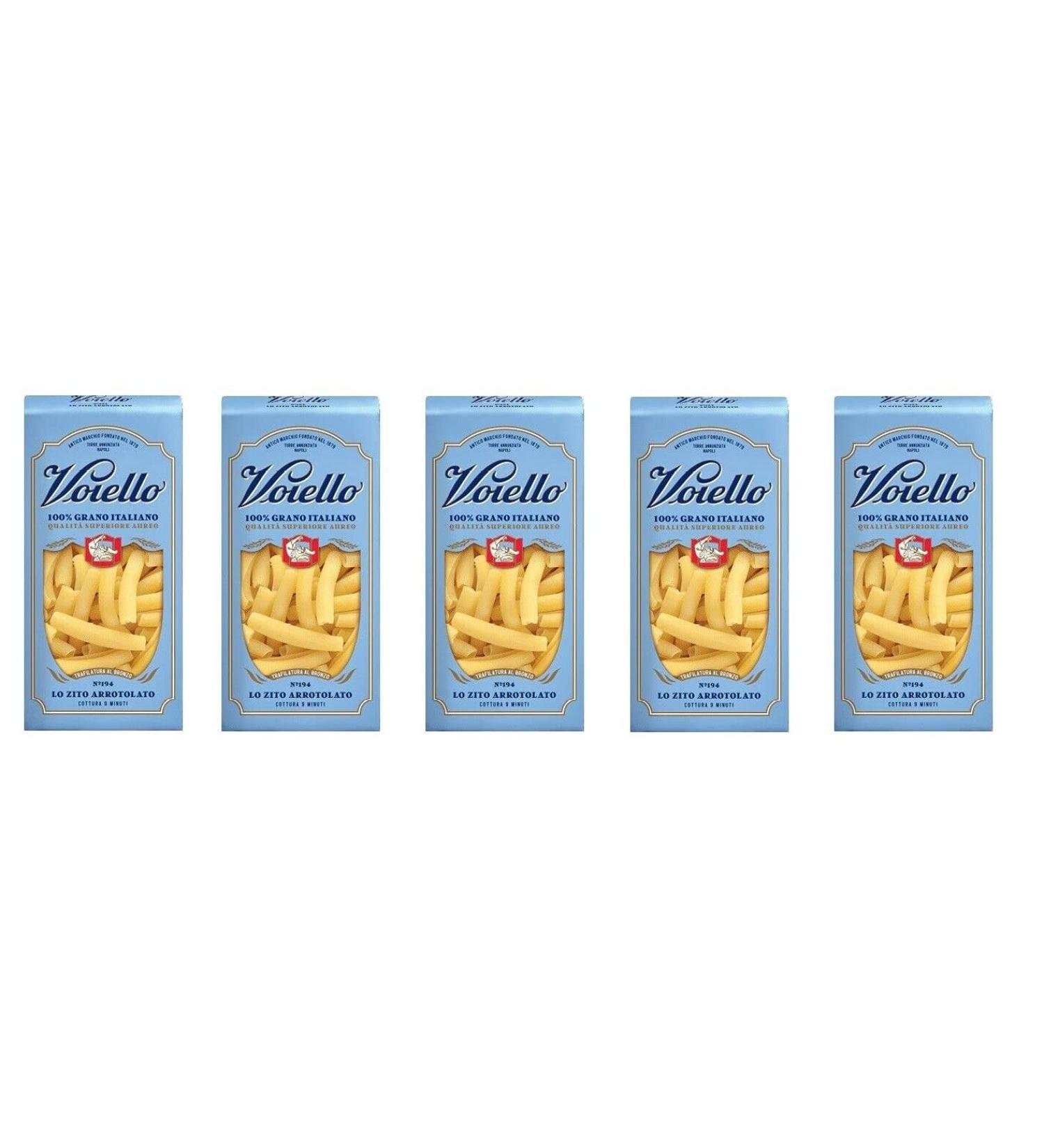 Barilla Set of 5 Voiello Lo Zito Arrotolato pasta shapes No. 194 - 100% Italian wheat - 500g - Durum wheat stoneware pasta - Bronze design - Buy Online on GoSupps.com