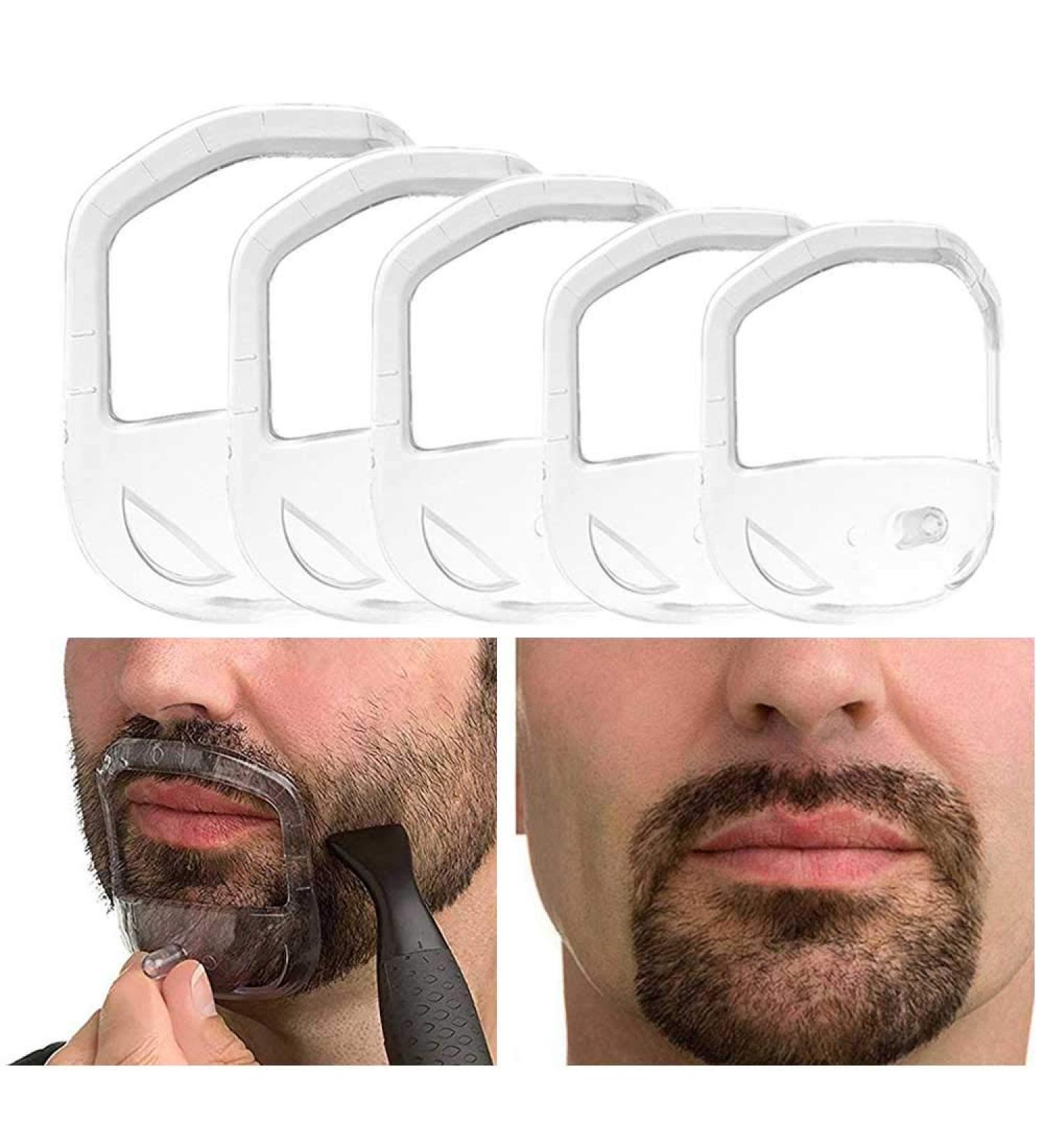 Beard Shaping Tool Set for Men - Transparent - 5 PCS Grooming Template for Goatee, Mustache, Face Hair Styling - Buy Online on GoSupps.com