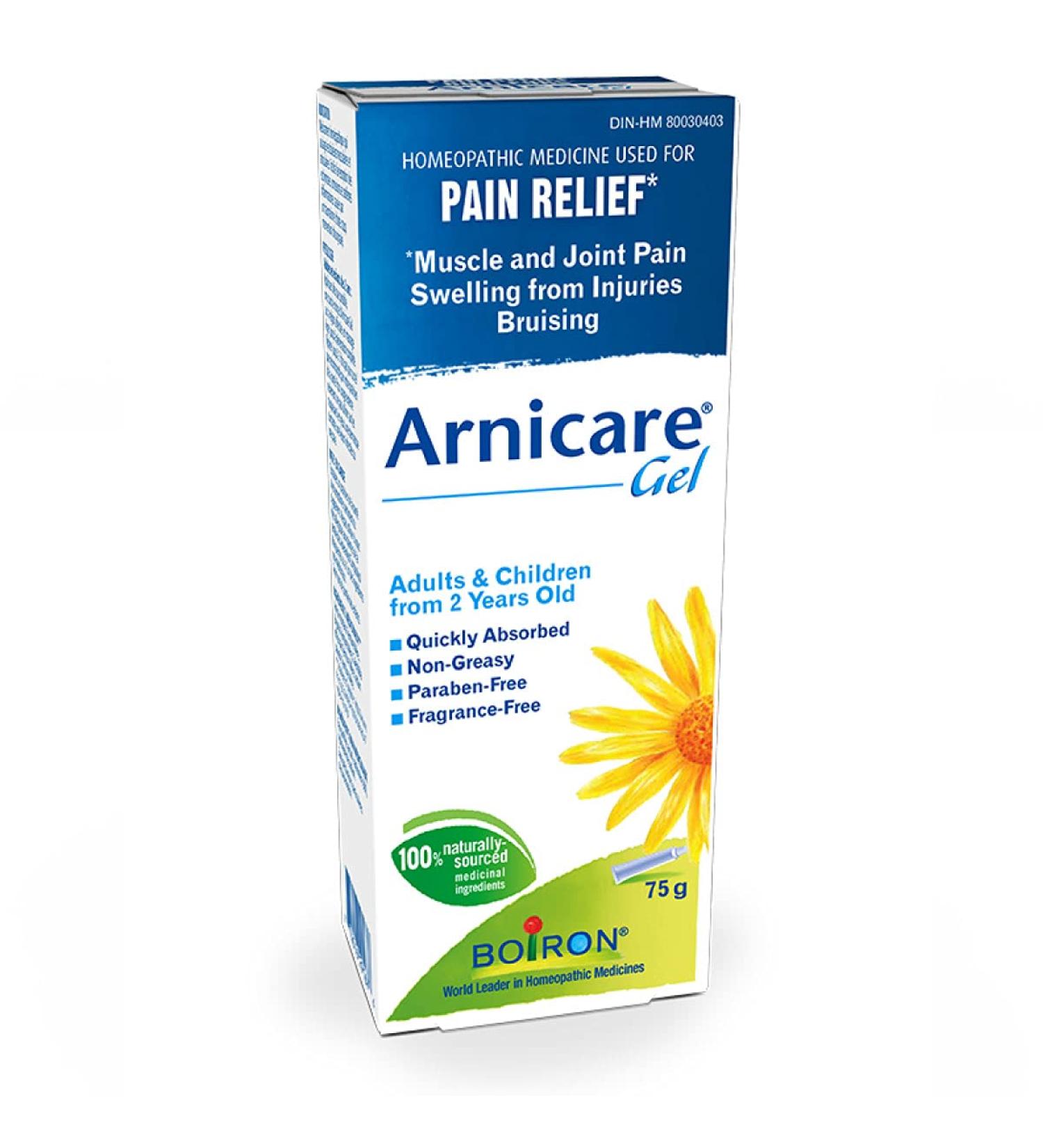 Boiron Arnicare Gel 75g for Pain Relief for the relief of muscle pain and joint pain. Eases resorption of bruises and inflammatory oedema caused by falls blows blunt injury or surgery. - Buy Online on GoSupps.com