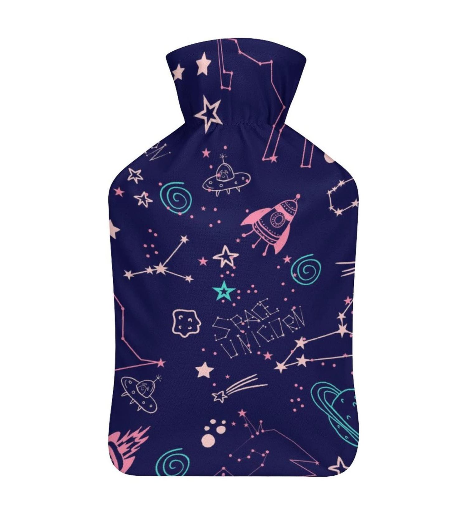 Unicorn Planet Hot Water Bottle with Plush Cover | Bed Warmer for Adults & Kids - 26.5x15.3cm | International Shipping Available - Buy Online on GoSupps.com