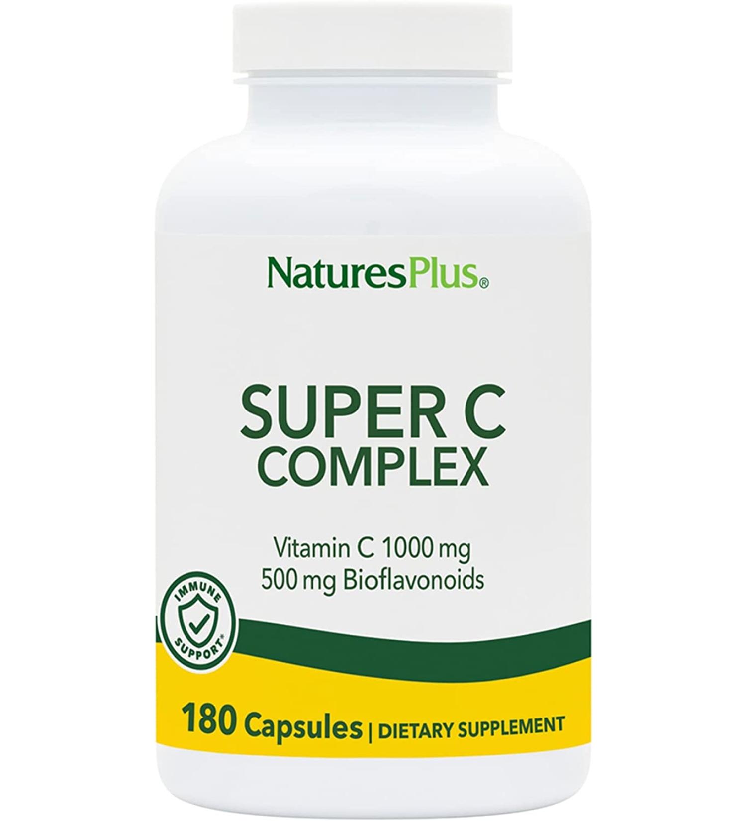 Nature's Plus Super C Complex - 180 Vegetarian Capsules for Immune Support - Buy Online on GoSupps.com