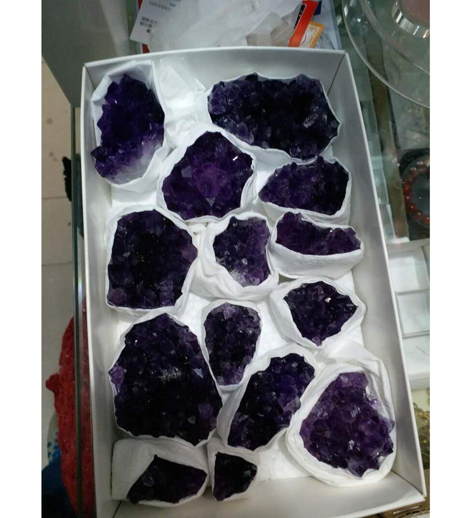 14 Uruguay Natural Amethyst Quartz Original Raw Stones and Minerals Natural Luster - Buy Online on GoSupps.com