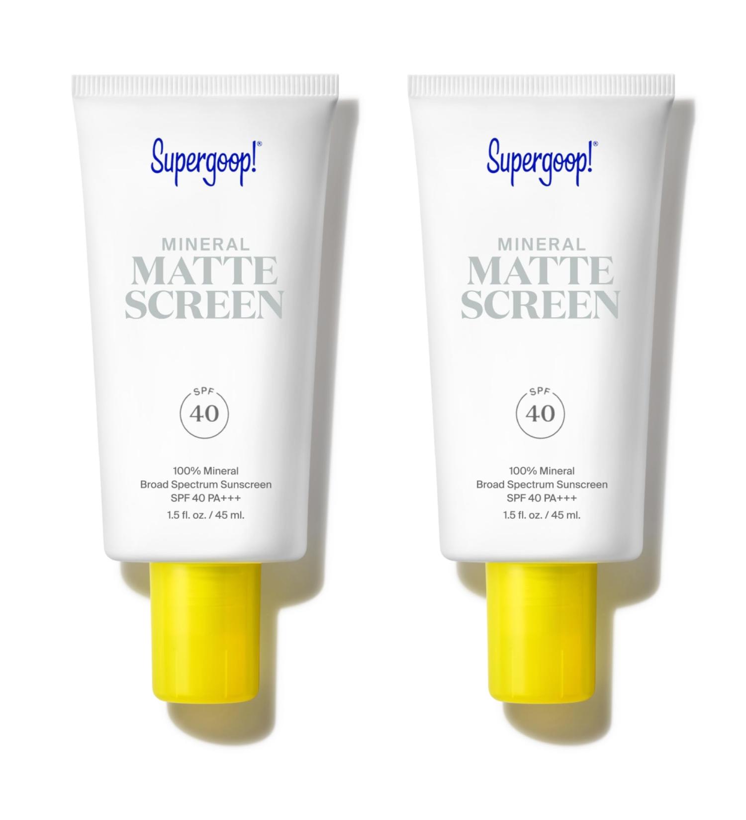 Supergoop! Mineral Mattescreen SPF 40 - Pack of 2 | 100% Mineral Oil-Free Sunscreen Minimizes Pores & Shine Water Resistant - Buy Now - Buy Online on GoSupps.com