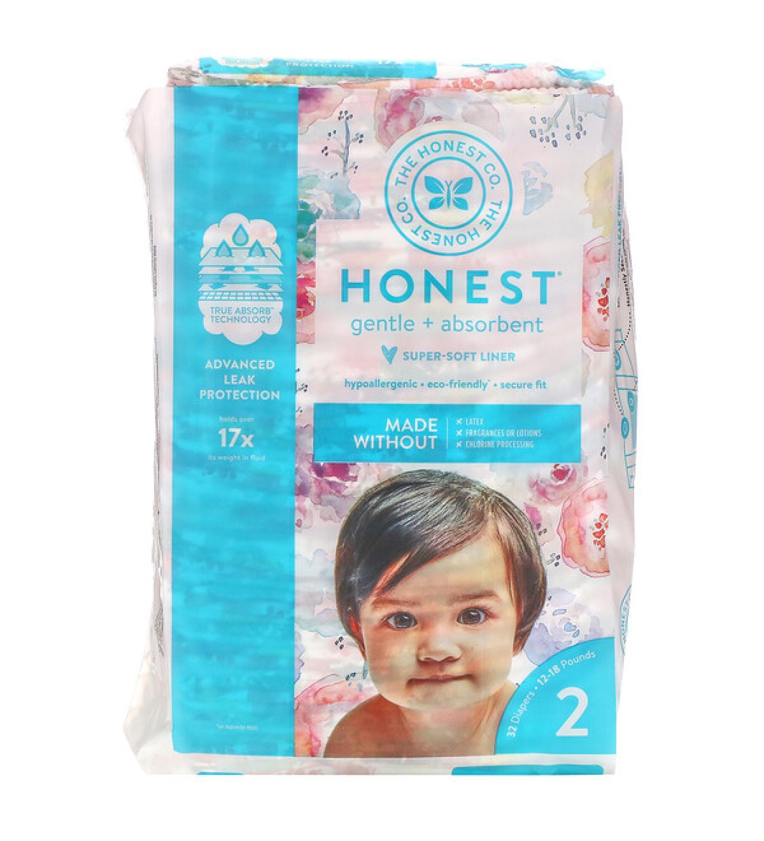 The Honest Company Honest Diapers Size 2 12-18 Pounds Rose Blossom 32 Diapers