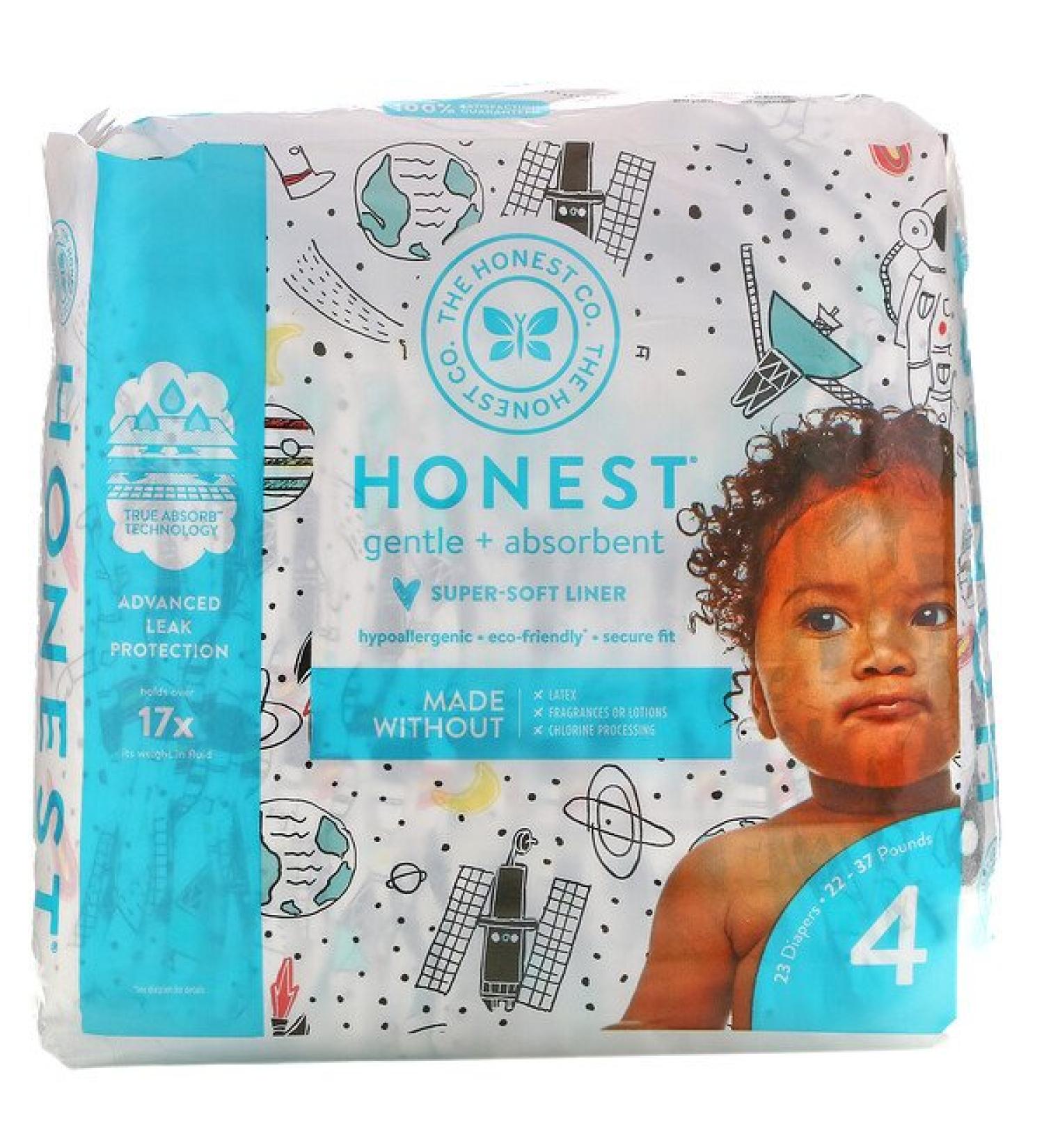 The Honest Company Honest Diapers Size 4  22 - 37 Pounds Space Travel 23 Diapers