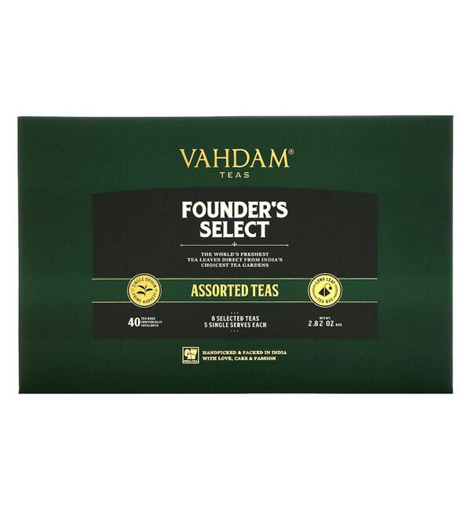Vahdam Teas Founder's Select Assorted Teas 40 Tea Bags 2.82 oz (80 g)