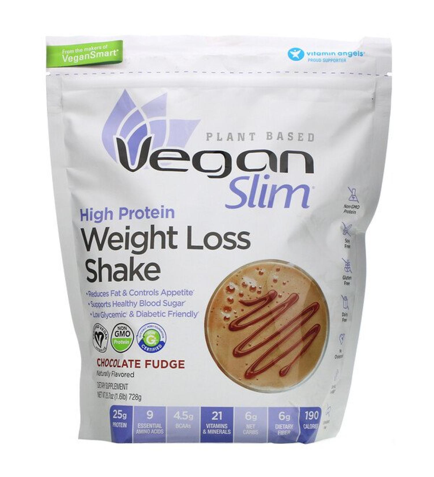 VeganSmart Vegan Slim High Protein Weight Loss Shake Chocolate Fudge 1.6 lb (728 g)