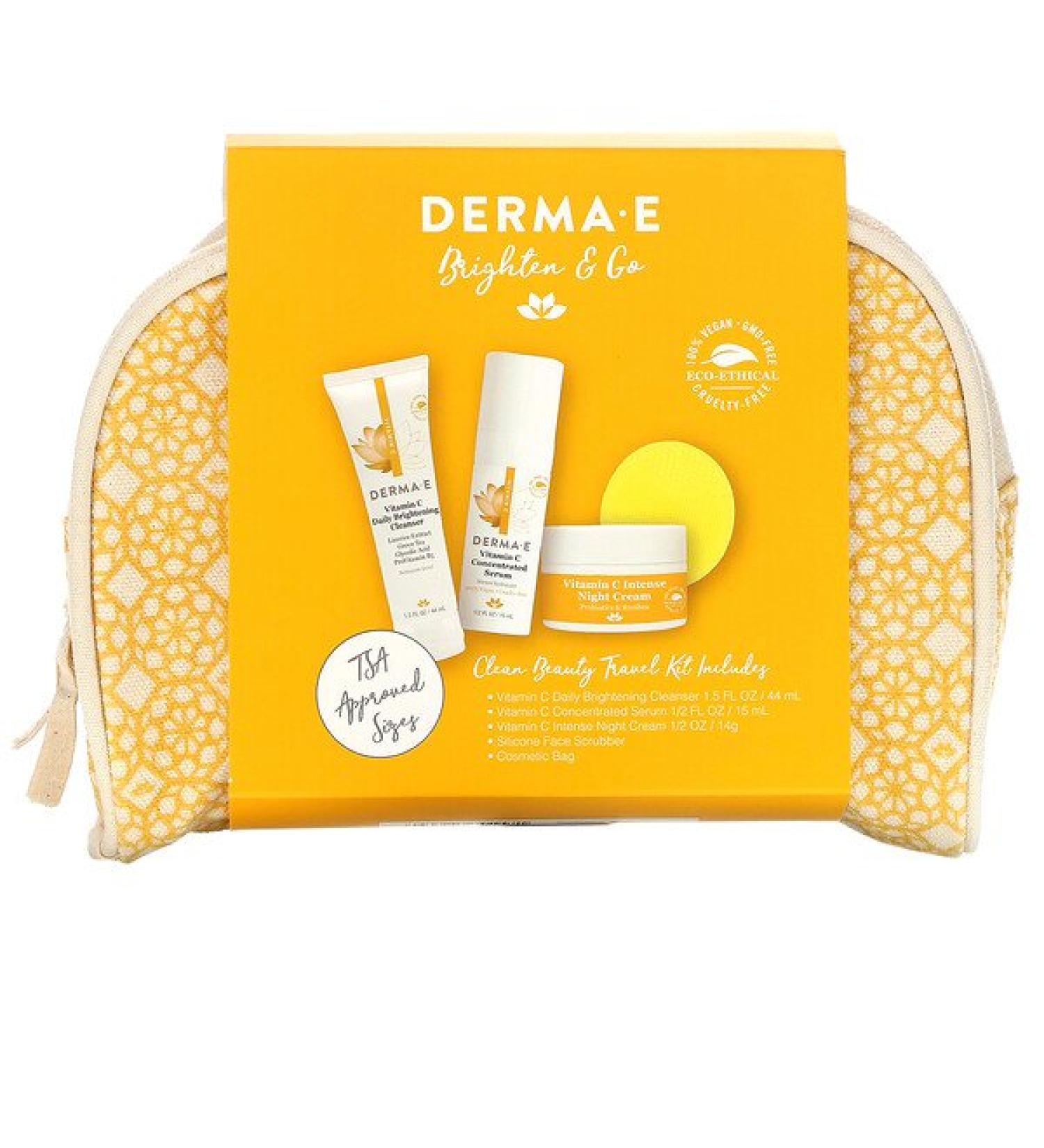 Derma E Brighten & Go Clean Beauty Travel Kit 5 Piece Kit