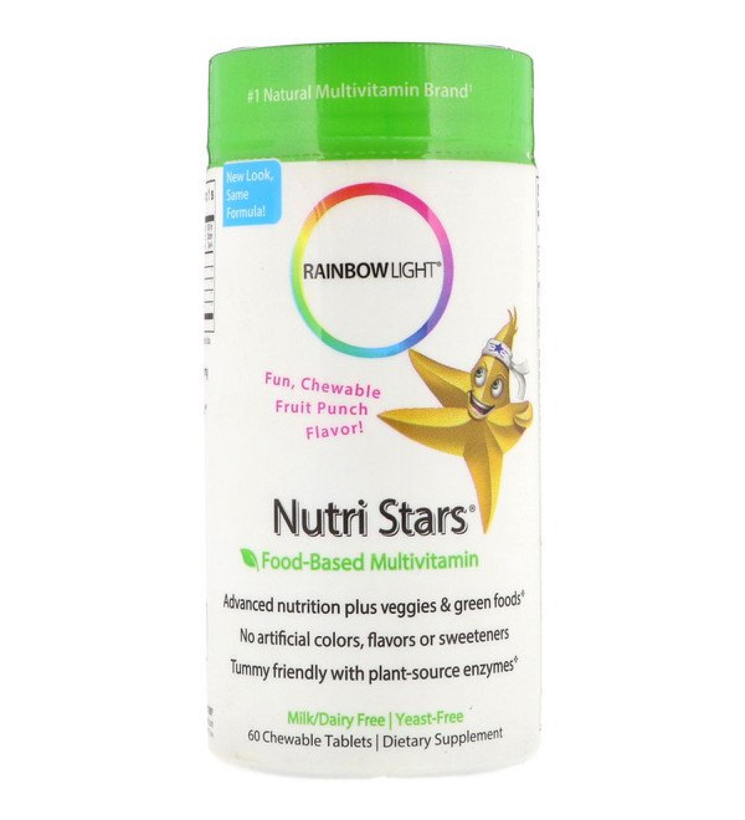 Rainbow Light Nutri Stars Chewable Multivitamin Fruit Punch Flavor 60 Chewable Tablets