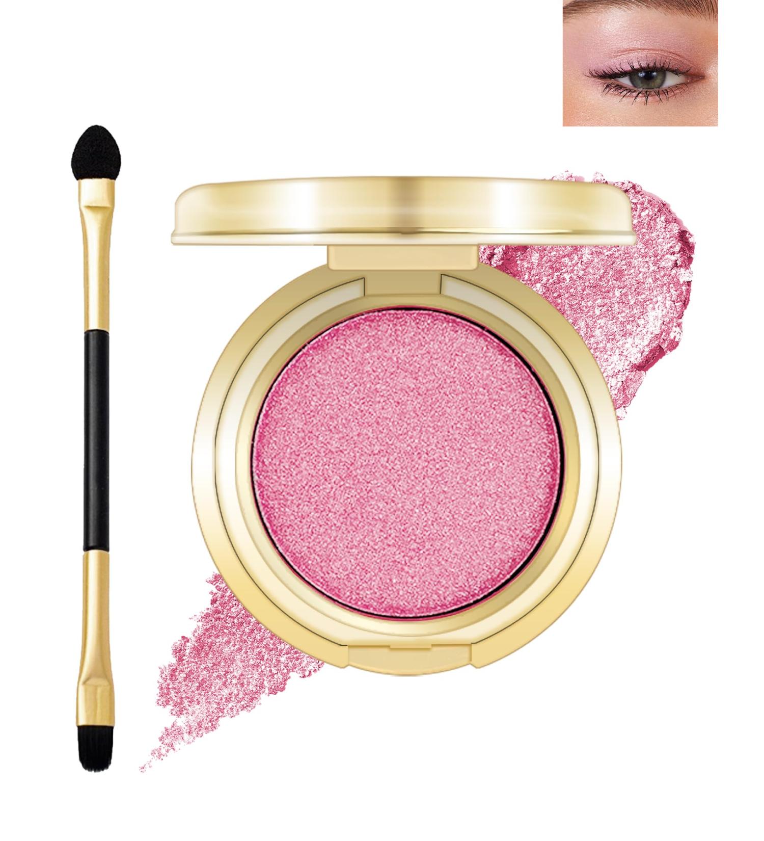 Pink Glitter Eyeshadow Pearl Shimmer Eye Shadow Palette Longwear Waterproof Cream Eyeshadow High Pigmented Ultra-Blendable Sparkly Single Highlighter Makeup for Women Sombras Para Ojos Con Brillo-01 01# Girly Pink - Buy Online on GoSupps.com