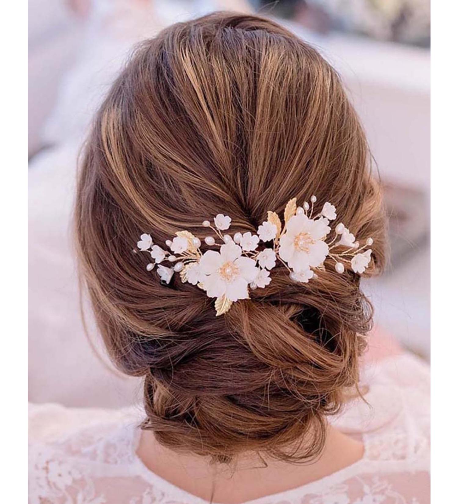 Edary Bridal Wedding Vine Gold Rhinestone Headpiece - Flowers & Leaves Accessory for Women & Girls | International Shipping Available - Buy Online on GoSupps.com