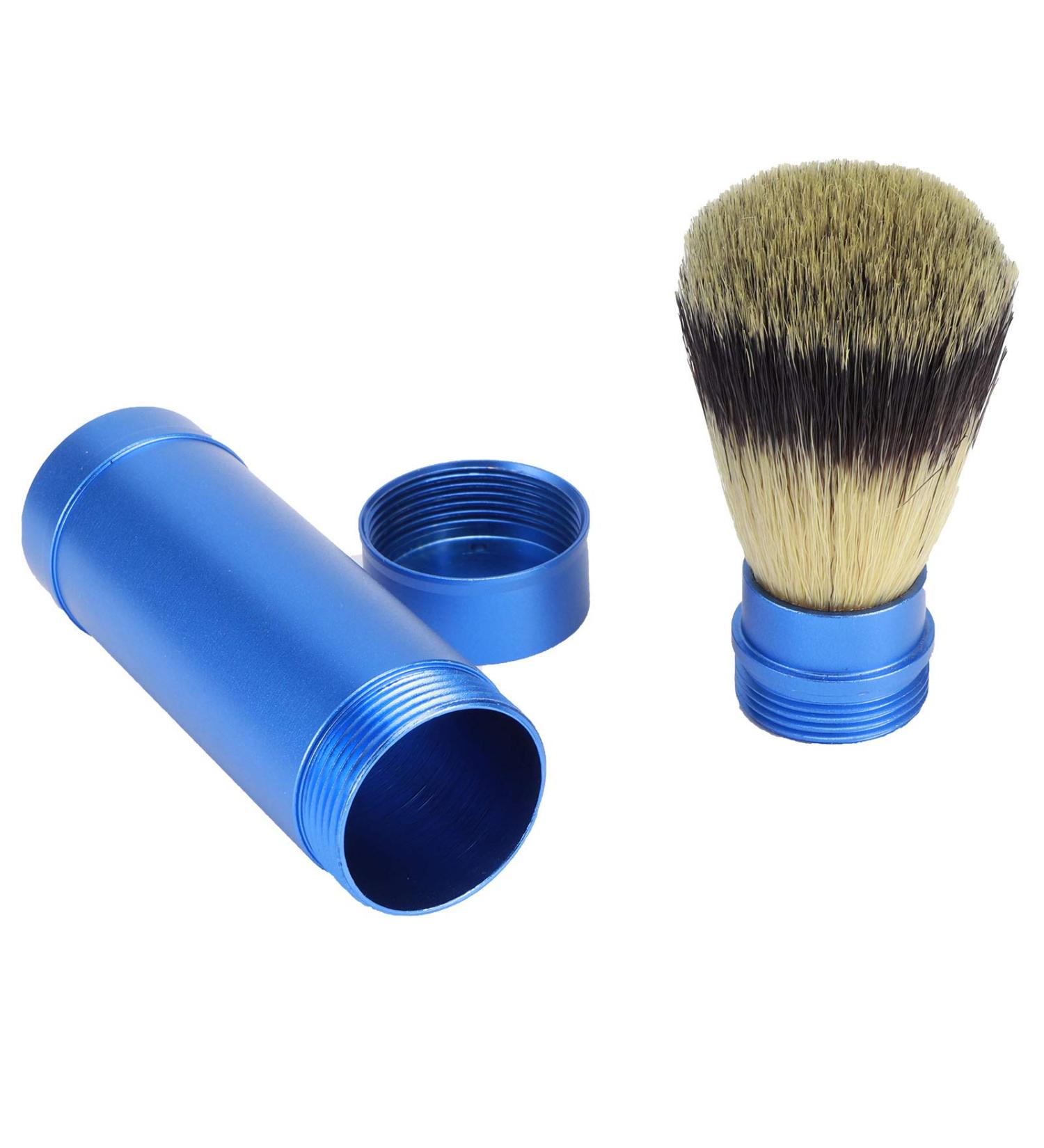 Portable Men's Shaving Brush - Travel-Friendly Beard Grooming Tool with Aluminum Handle & Soft Hair - Buy Online on GoSupps.com