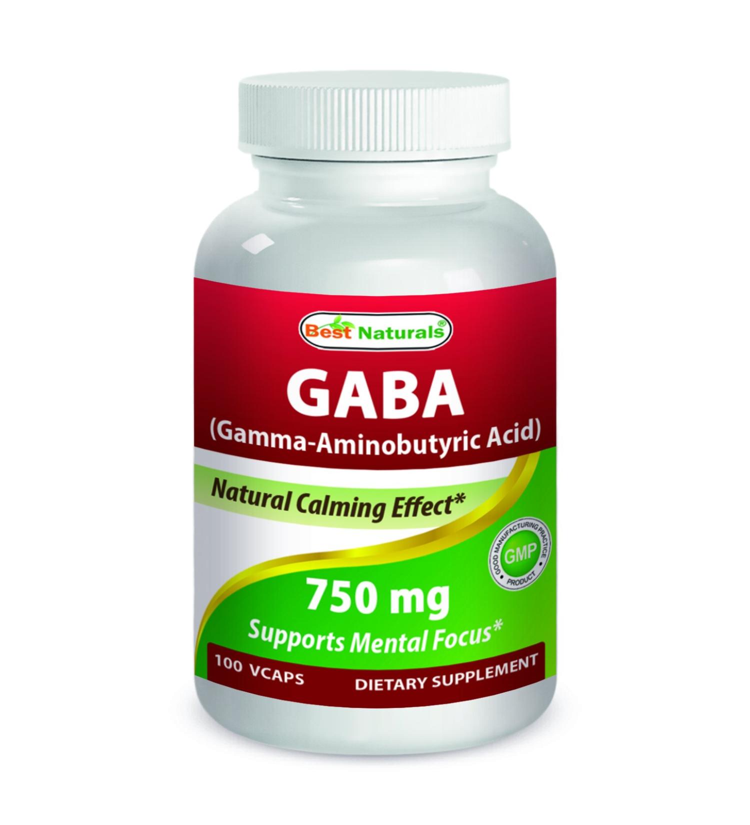Best Naturals GABA 750 mg - 100 Veggie Caps | Premium Mood & Stress Support Supplement - Buy Online on GoSupps.com