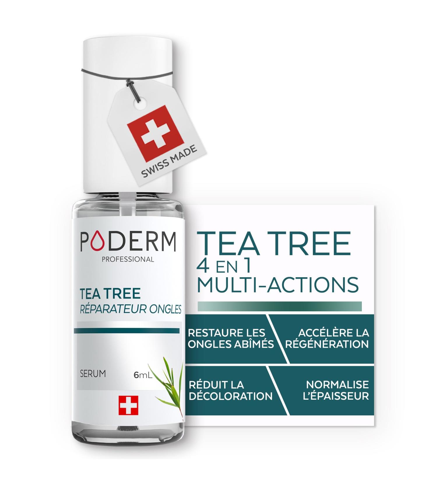 PODERM Tea Tree R parateur Ongles 6 ml S rum 4en1 | Am liore l apparence des ongles ab m s jaunis et ternes Uniformise l paisseur R sultats visibles d s le 1er jour 100% naturel Swiss Made - Buy Online on GoSupps.com