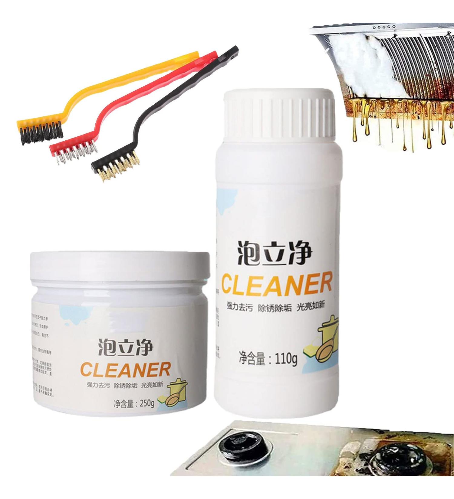 Foam Rust Remover Kitchen All-Purpose Cleaning Powder Kitchen Instant Cleaning Powder Kitchen Clean All Purpose Cleaning Foam Soak To Clean Greasy Dirt Comes with 3 Crevice Brushes (250g+110g) - Buy Online on GoSupps.com