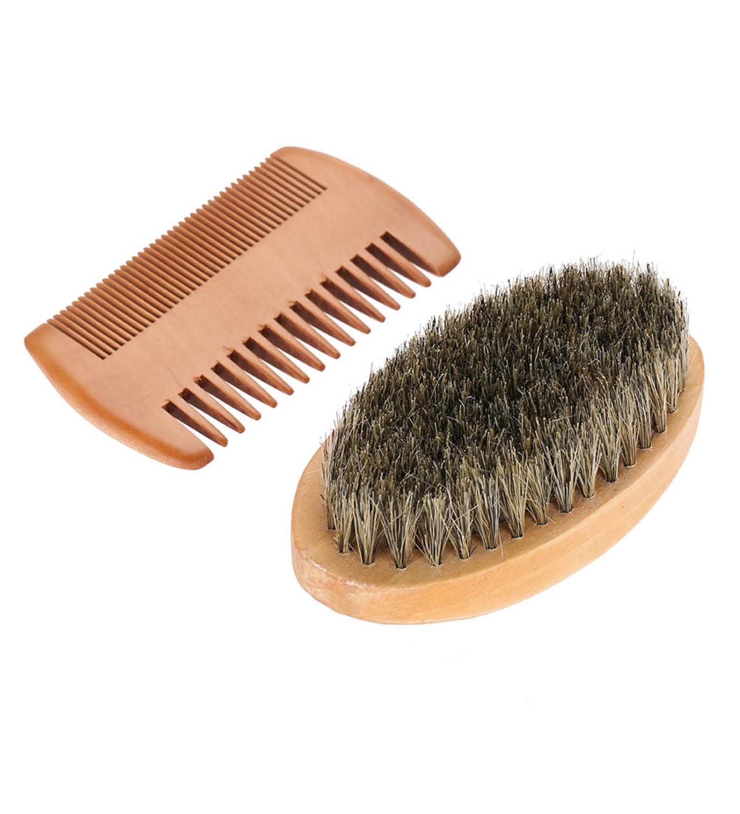 Premium Oval Beard Scrub Brush & Shave Cream Brush for Men | Mustache Grooming Tool - International Shipping Available - Buy Online on GoSupps.com