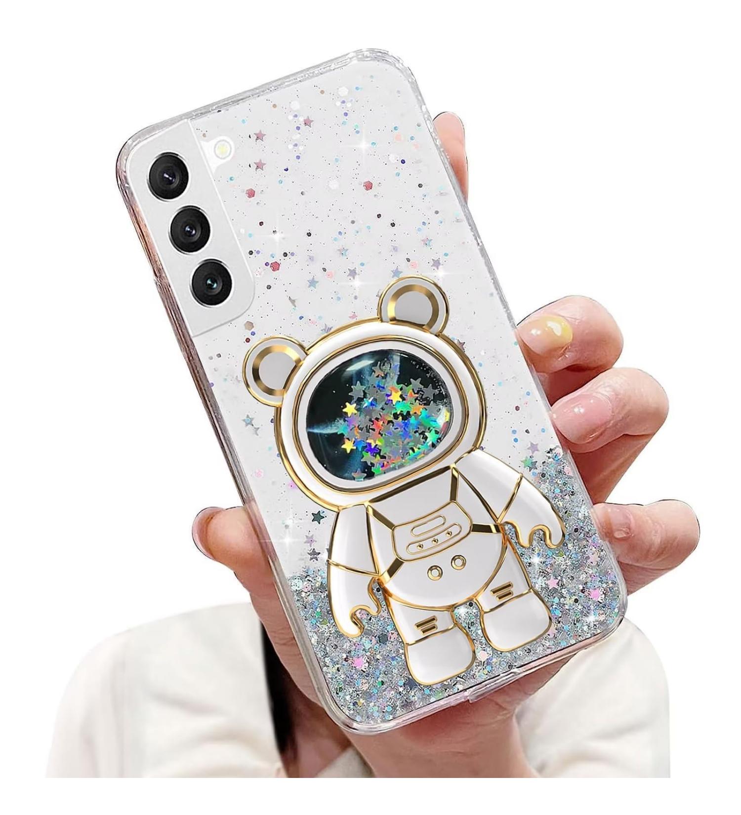 Buy Tivenfezk Nadoli Astronaut Case for Samsung Galaxy S23 - Soft Silicone Glitter Stand Cover & Transparent Protective Shell - Buy Online on GoSupps.com