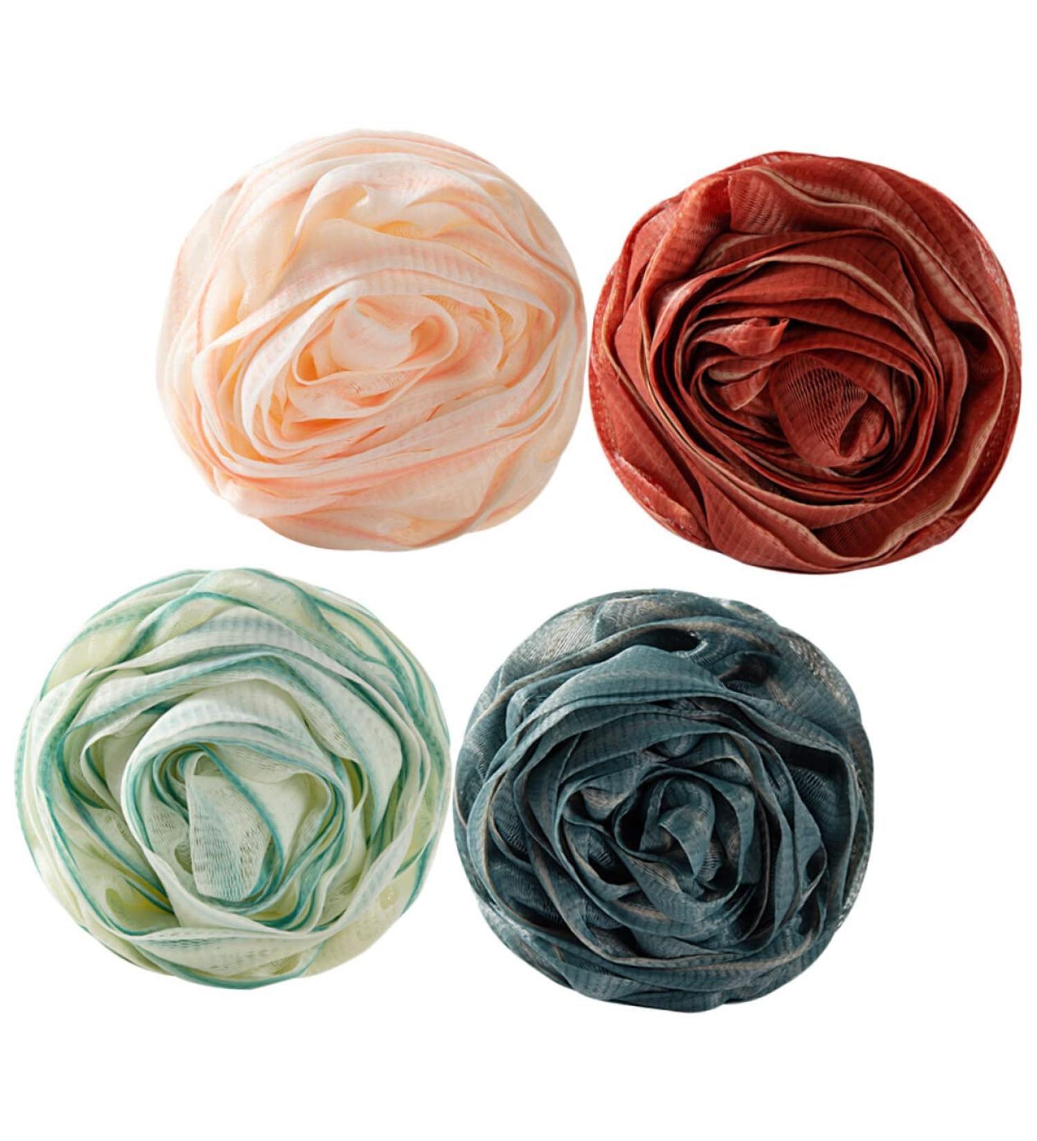 FOMIYES 4pcs Rose Bath Ball Body Scrubber - Mesh Pouf & Bath Sponges for Men & Women - African Loofah & Travel Accessories - Buy Online on GoSupps.com