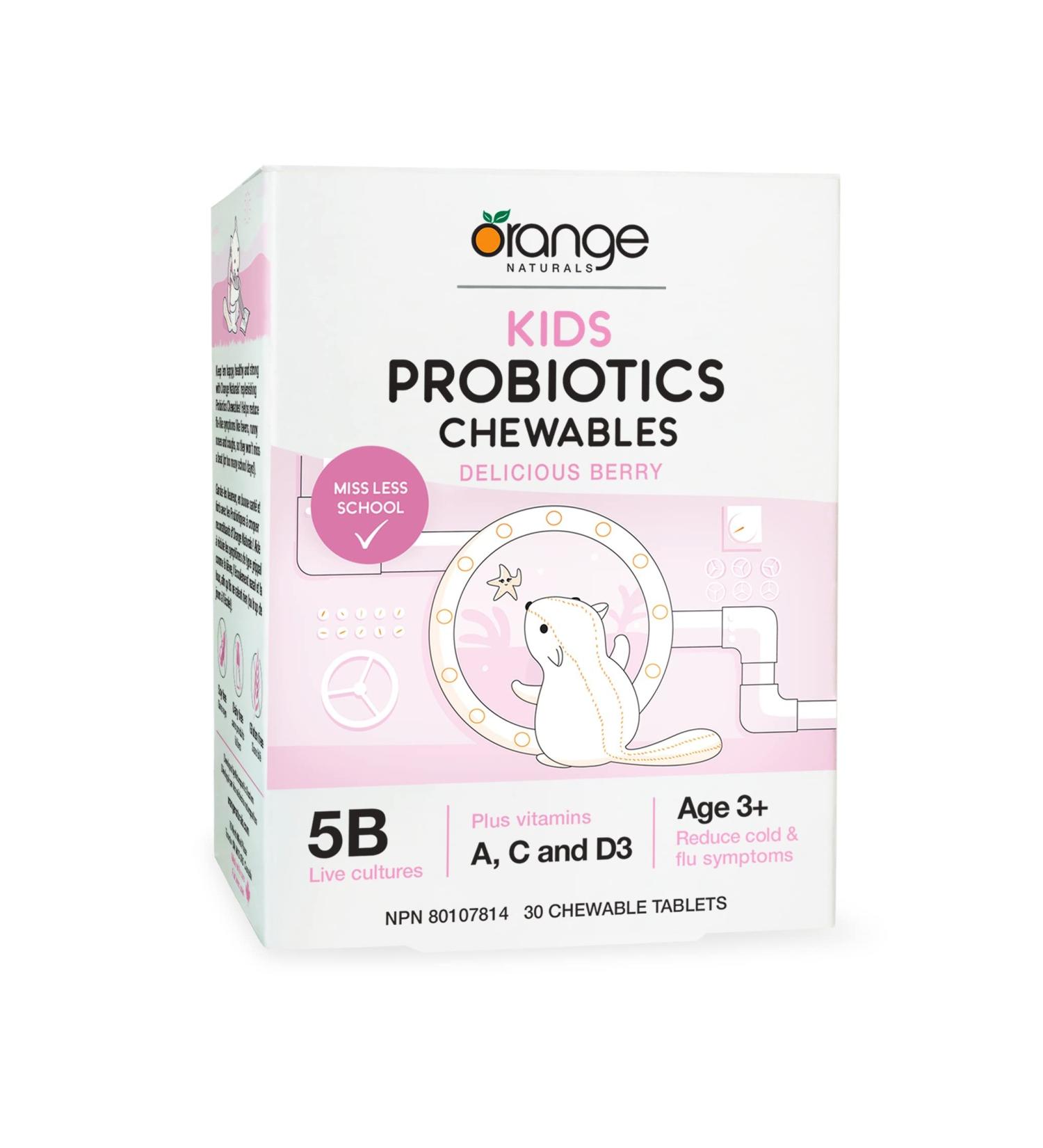 Orange Naturals - Kids Probiotics 30 Chewables Tablets - Helps to Reduce Cold and Flu-Like Symptoms Such as Fever Runny Nose and Cough - Helps to Support the Immune System 30 count (Pack of 1) - Buy Online on GoSupps.com