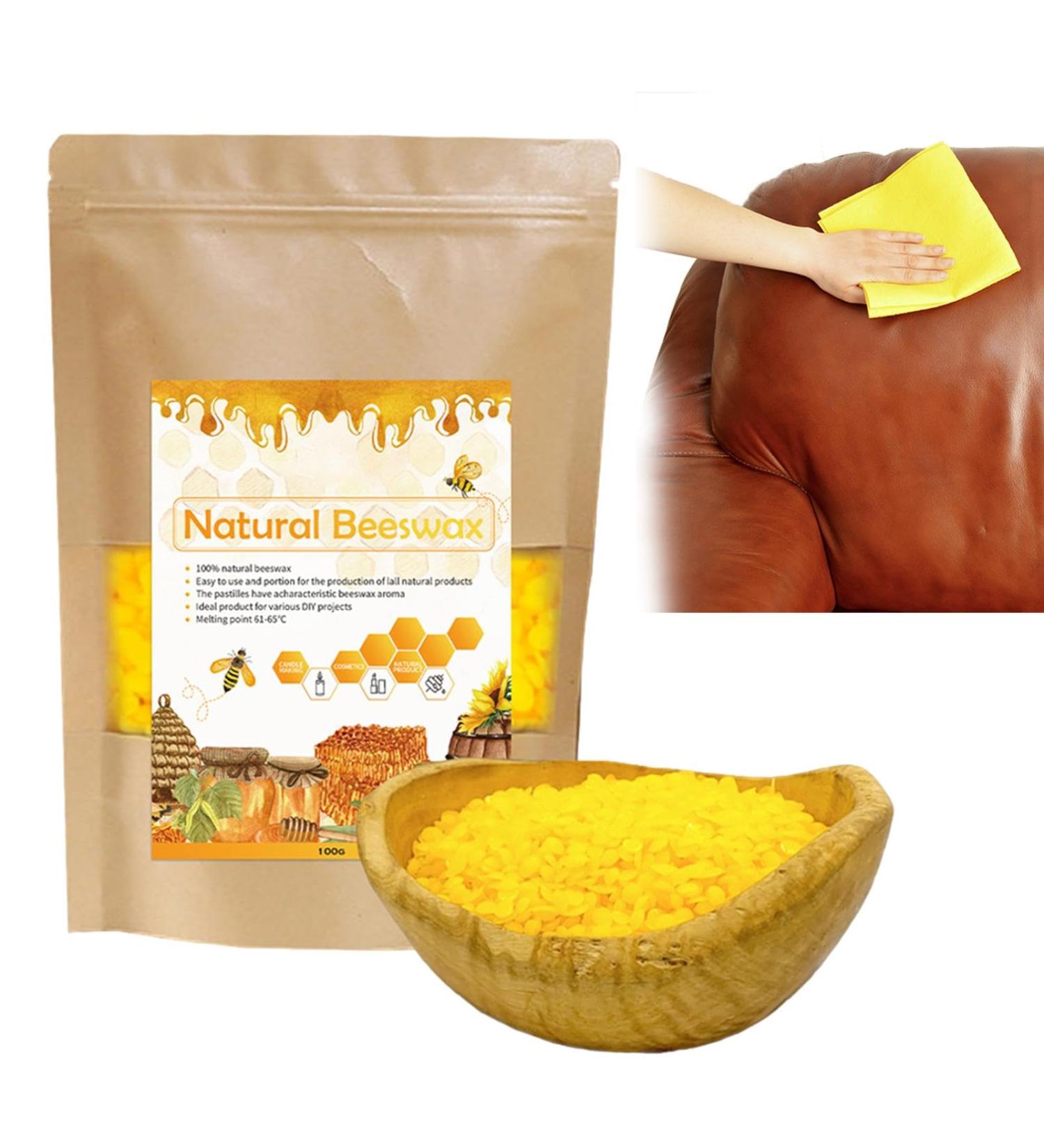 Yellow Natural Beeswax Pellets - Yellow Polish Wax Natural Furniture Wax Pellets | Beeswax Wood Furniture Polish and Conditioner for Furniture Woodwork Chairs Cabinets - Buy Online on GoSupps.com