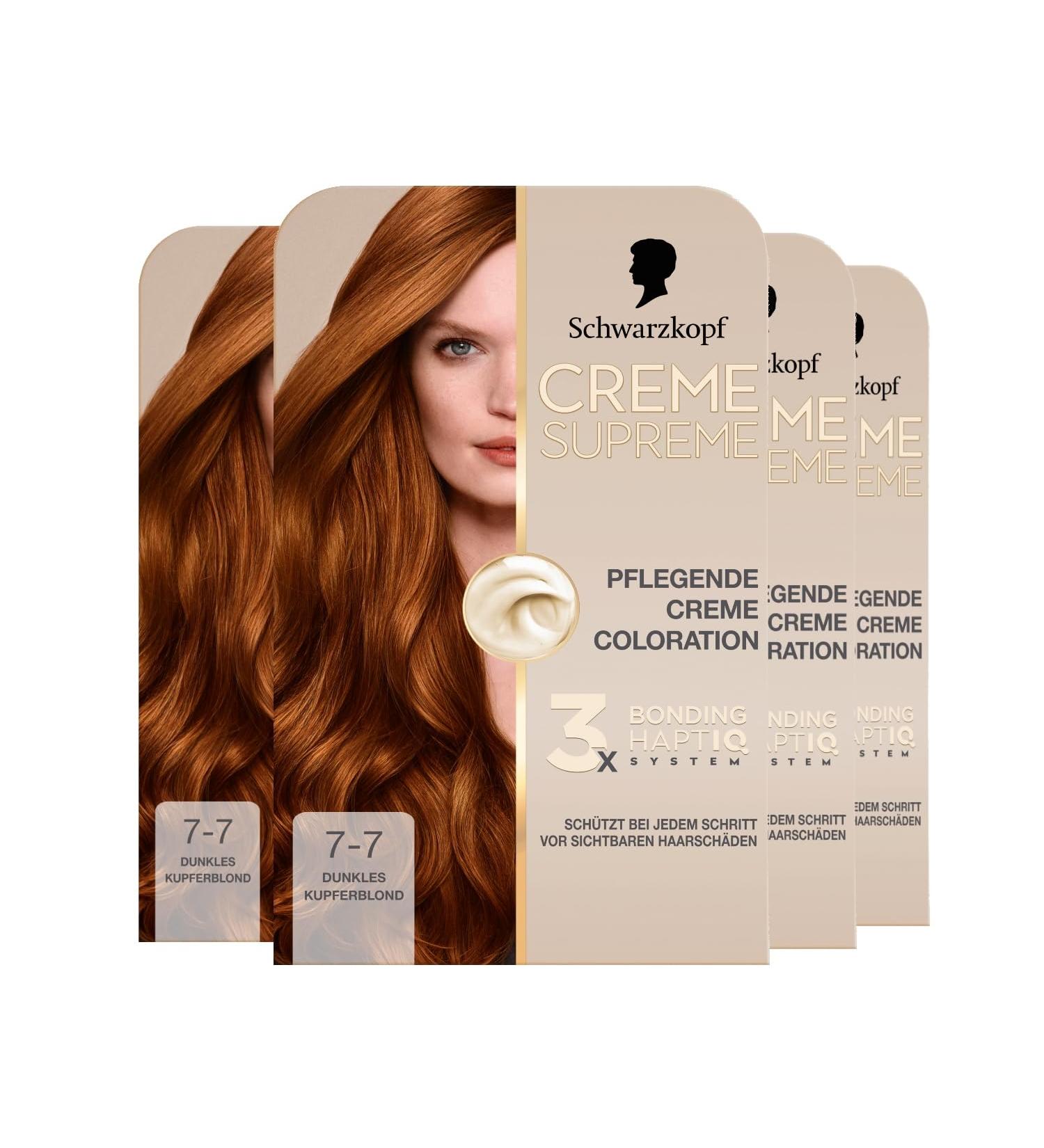 handle Coloration 77 Dark copper blonde 4 x 182 ml sustainable hair color with serum and hair mask protects against visible hair damage for 100 gray coverage - Buy Online on GoSupps.com