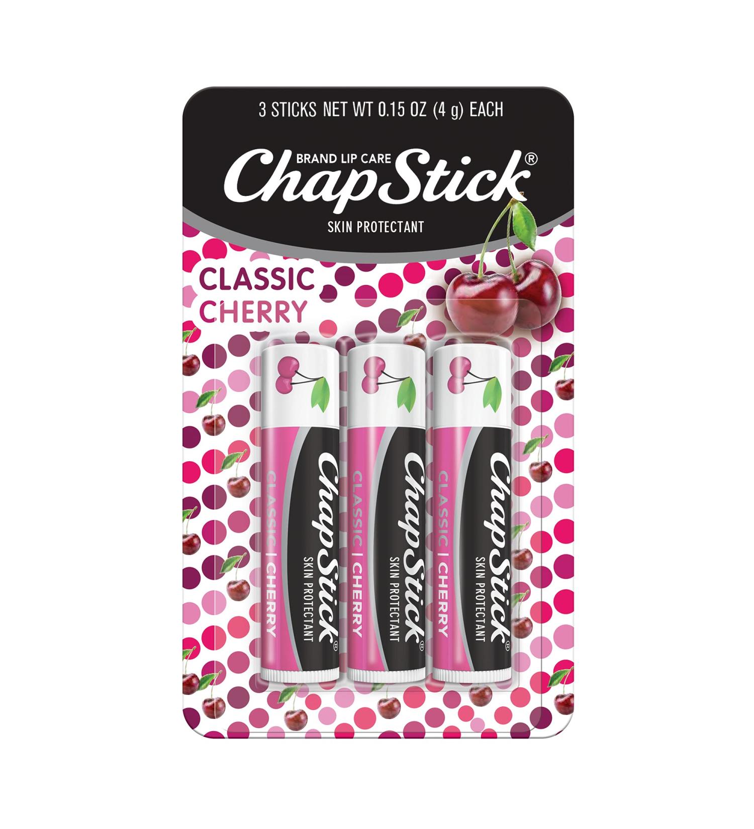 Classic Cherry Chapstick Lip Care â€“ 3 Sticks (0.15 oz Each) | Skin Protectant - Buy Online on GoSupps.com